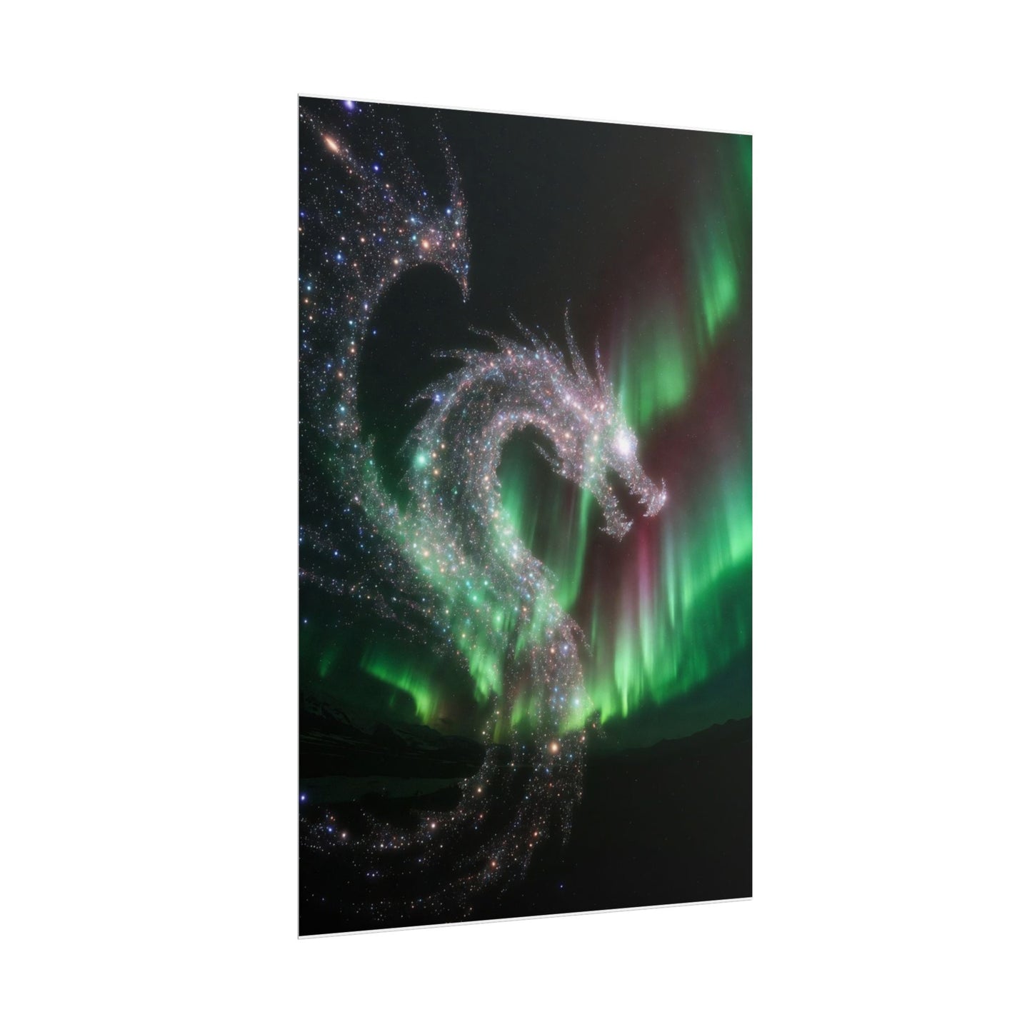 Aurora Dragon Poster — Northern Lights Fantasy Art Print