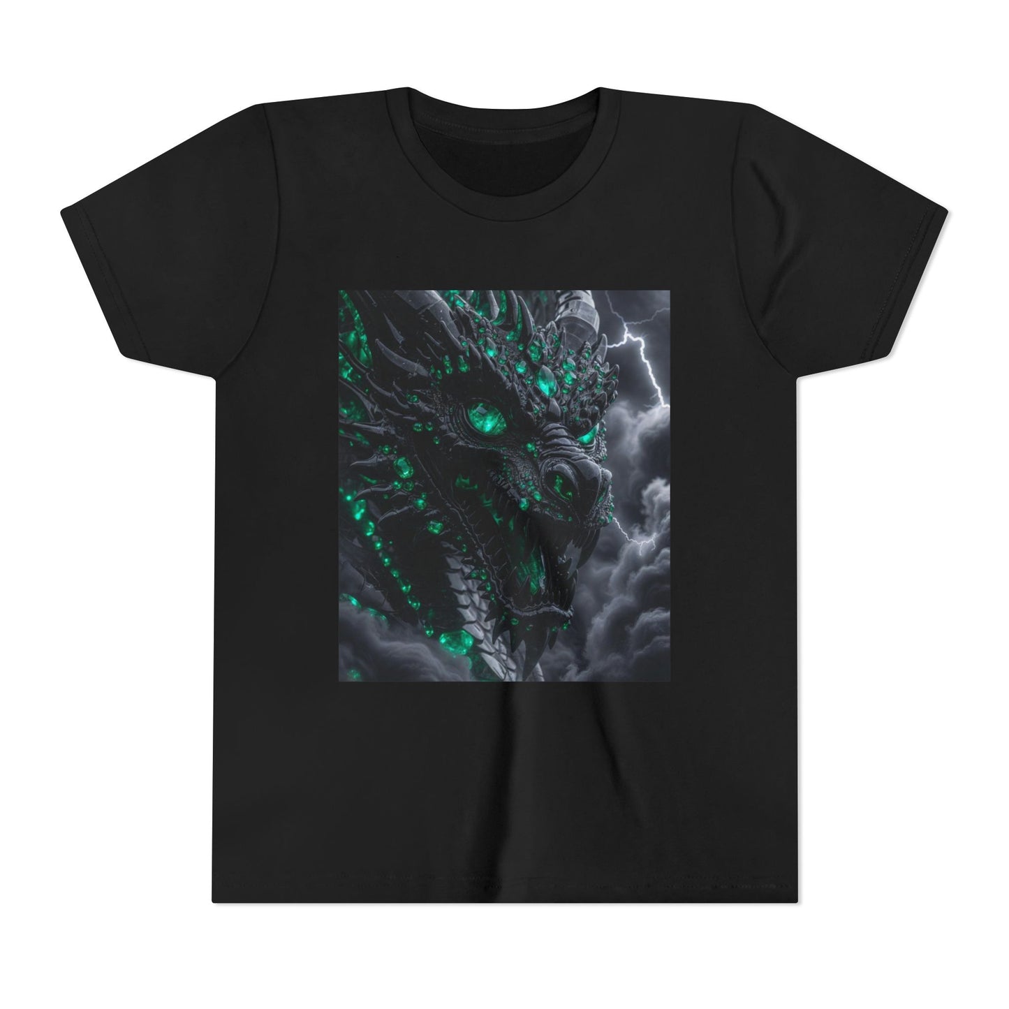 A Top selling Dragon Storm Youth Tee — Neon Green Dragon Illustration Graphic T-Shirt