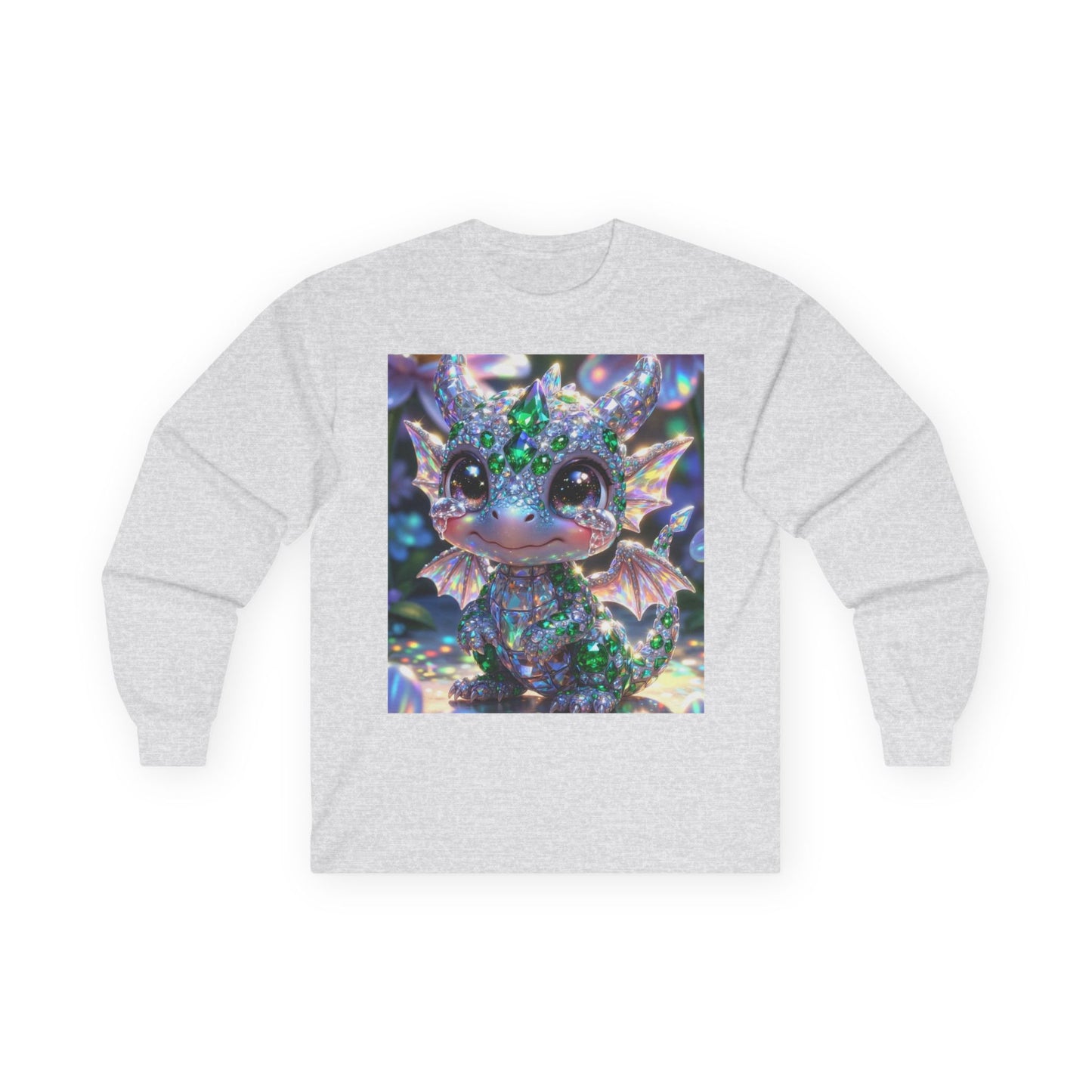 Sparkling Baby Dragon Long Sleeve Tee — Cute Fantasy Creature Shirt