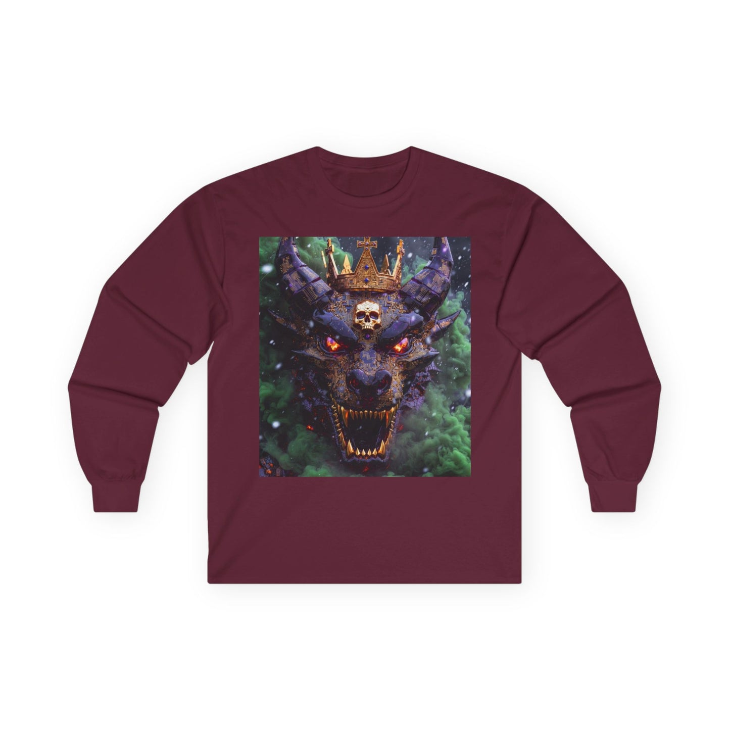 Dragon Demon Skull Long Sleeve Tee — Gothic Fantasy Graphic Shirt