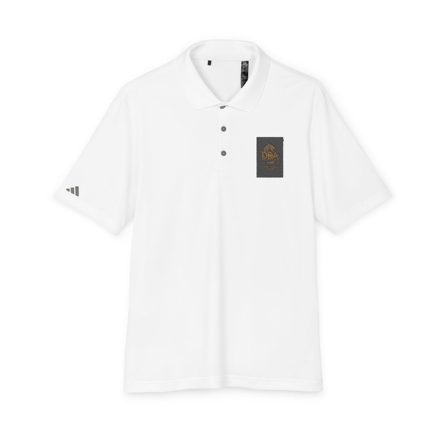 Adidas Performance Polo — Gold Crest Patch Chest Logo