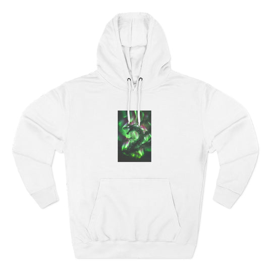 Green Nebula Abstract Hoodie — Aurora Swirl Fleece Pullover