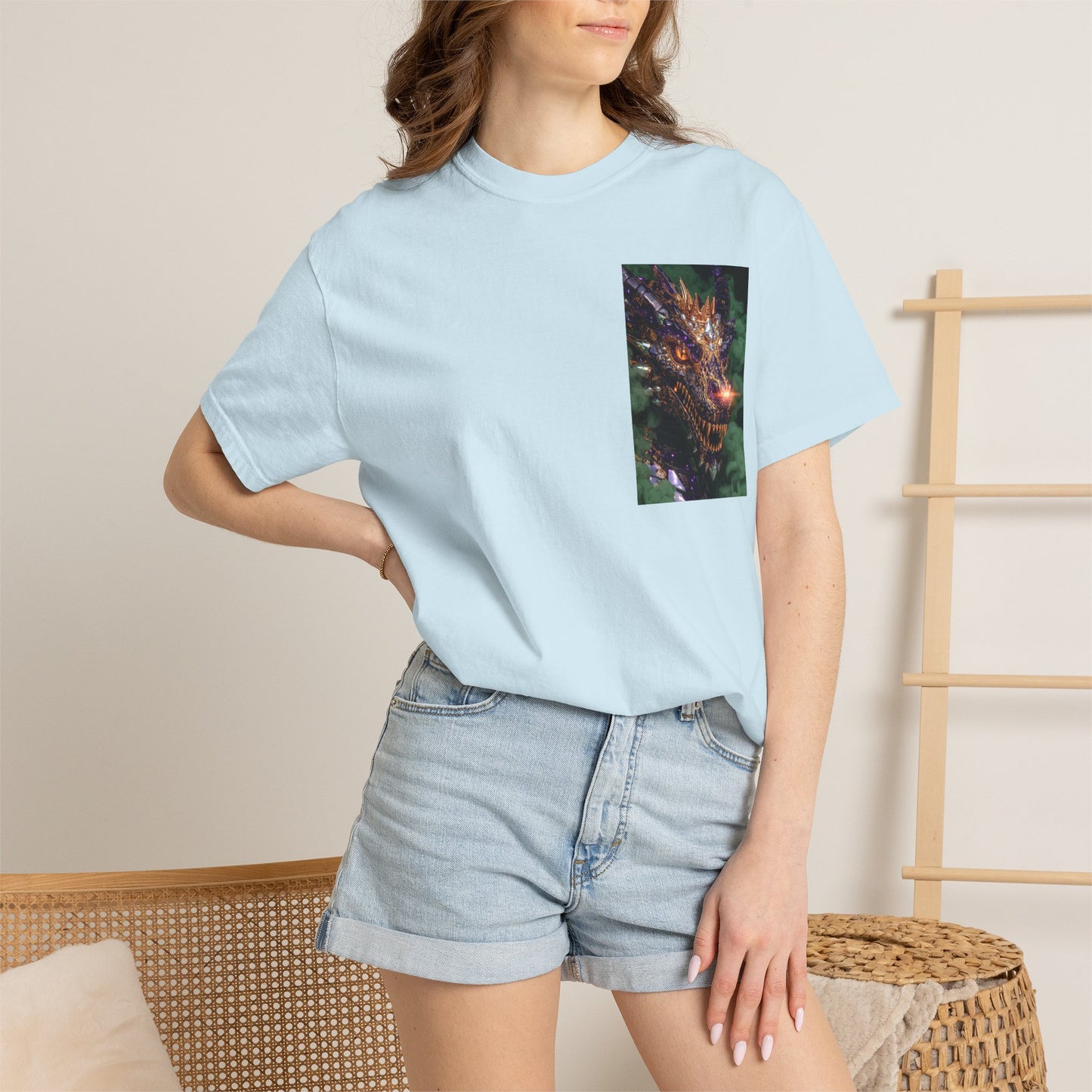 Dragon Pocket Graphic T‑Shirt — Fiery Fantasy Chest Print