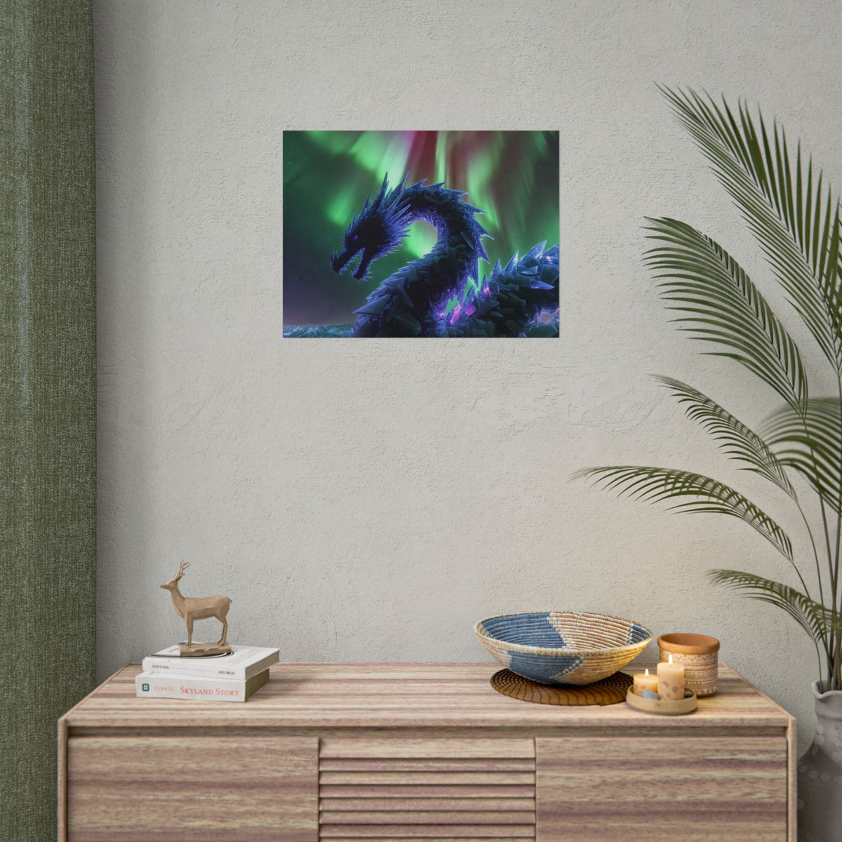 Aurora Crystal Dragon Poster — Fantasy Wall Art Print
