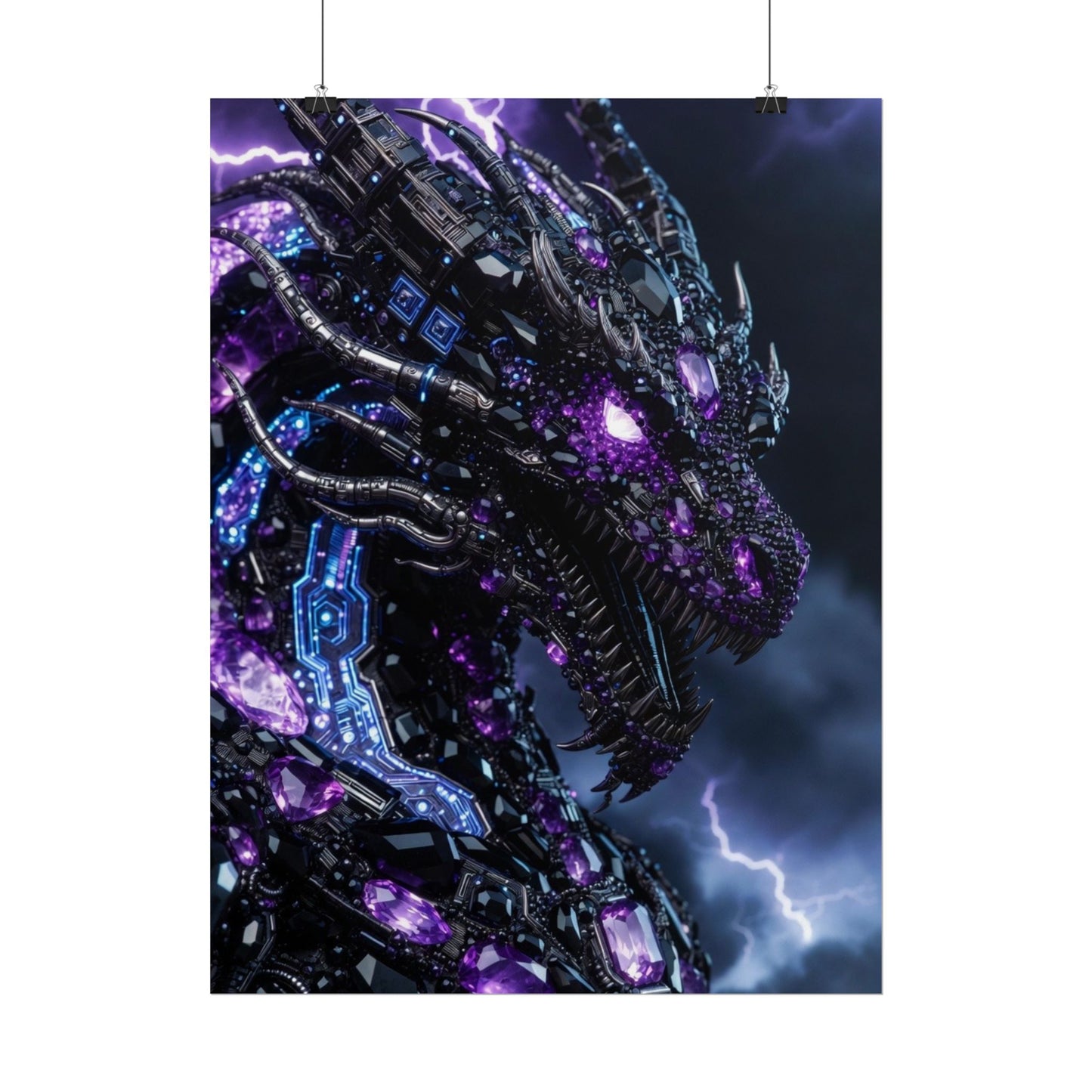 Rolled Poster — Cyberpunk Dragon Storm Art Print