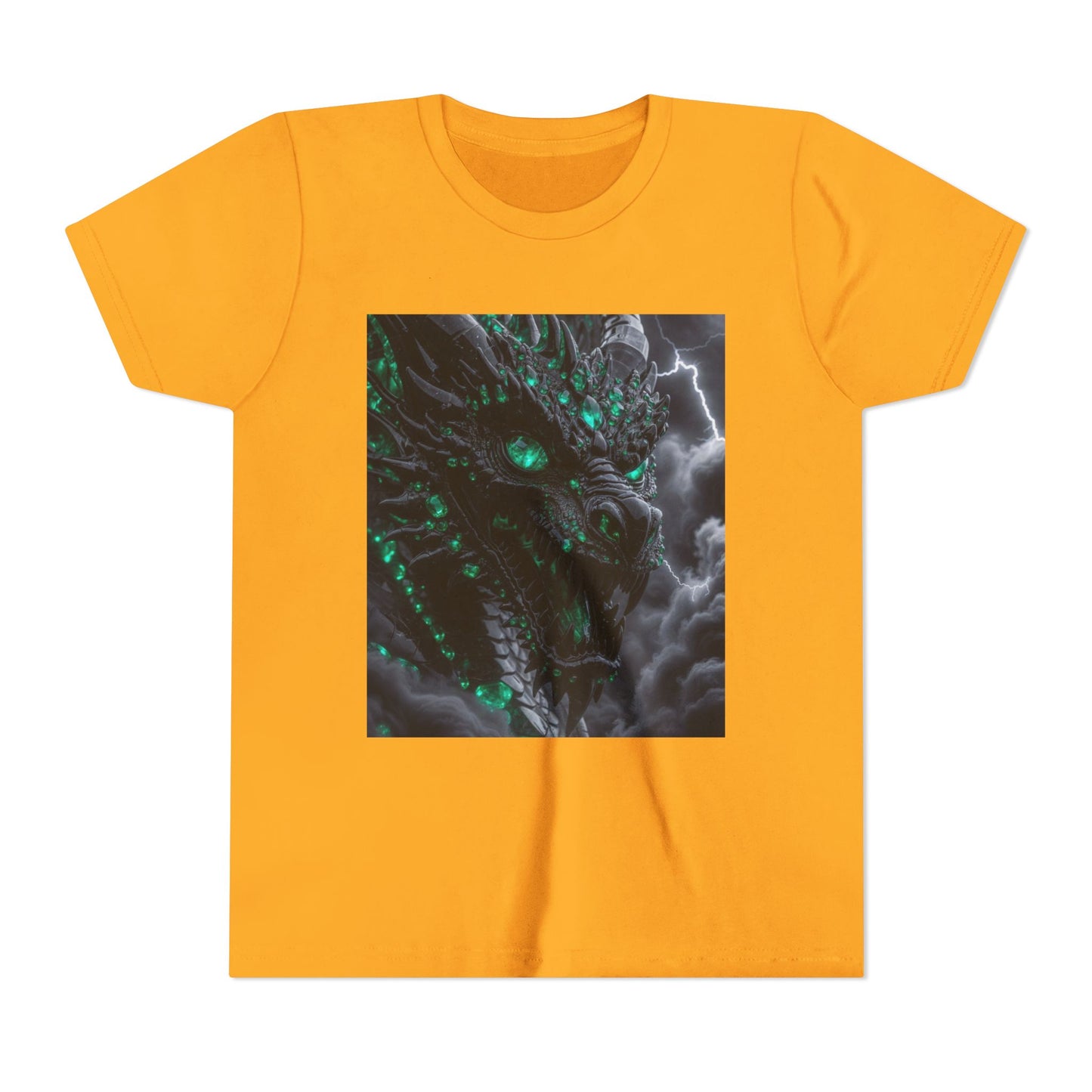 A Top selling Dragon Storm Youth Tee — Neon Green Dragon Illustration Graphic T-Shirt