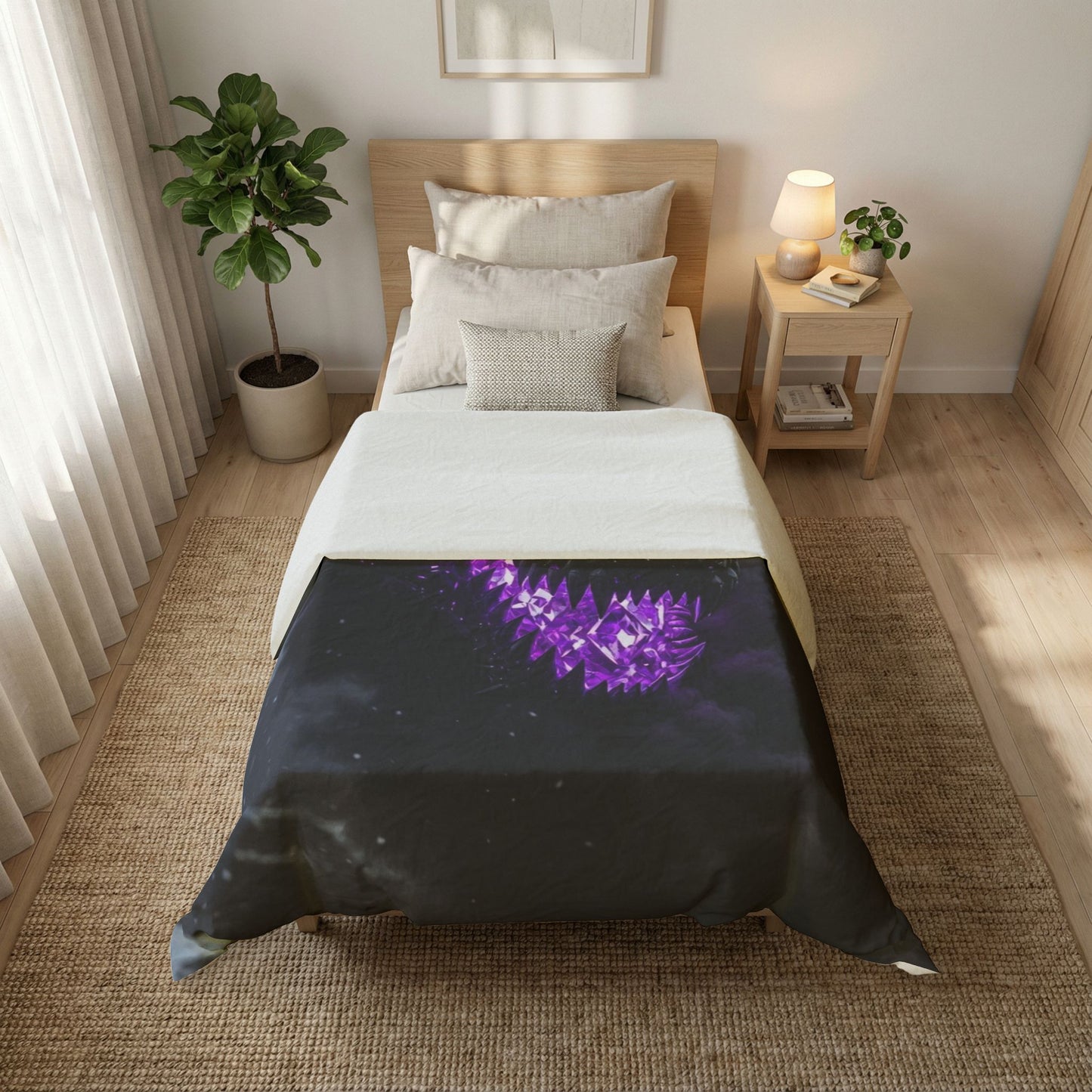 Dragon Smoke Duvet Cover — Dark Fantasy Purple Dragon Face Bedding