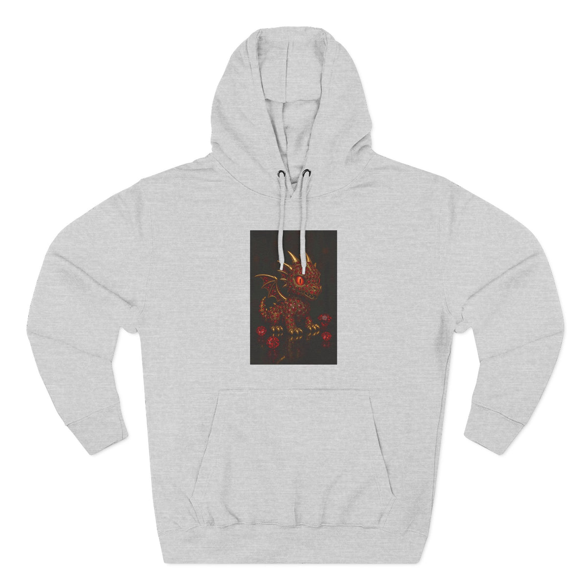 A RUBY RED Dragon Swirl Fleece Hoodie - Three-Panel Design for Fantasy Lovers