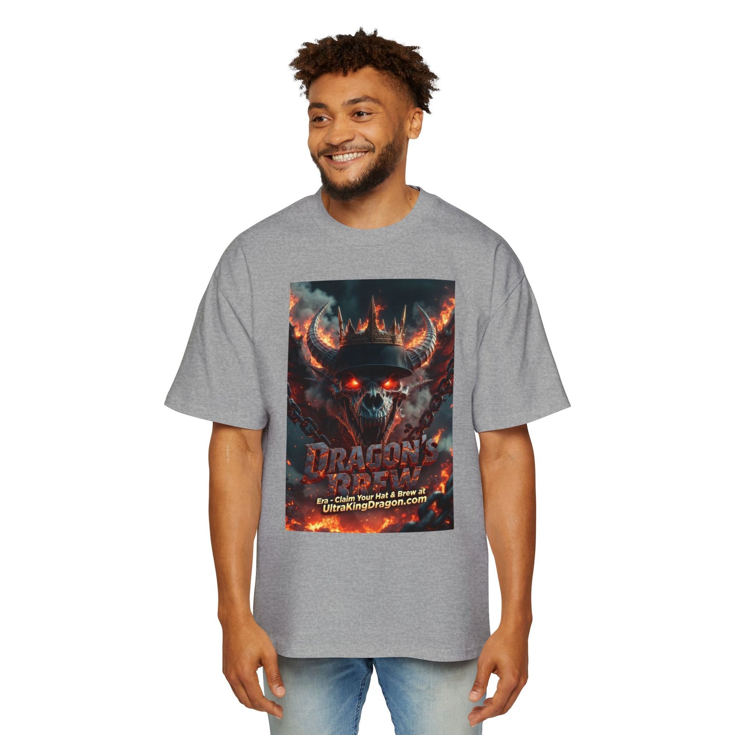 Dragon Skull Graphic Tee — Heavy Oversized Men's Fantasy T-Shirt