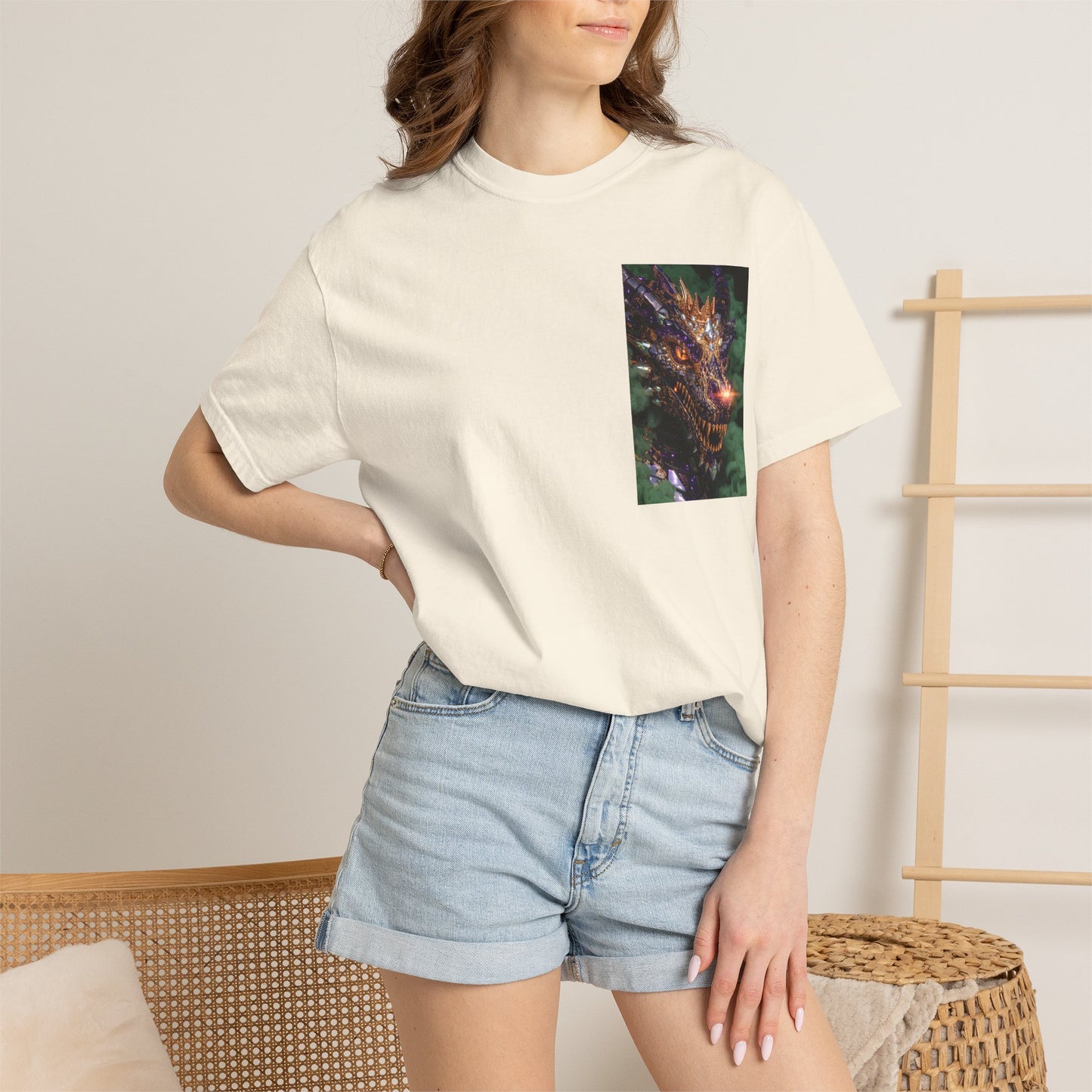 Dragon Pocket Graphic T‑Shirt — Fiery Fantasy Chest Print