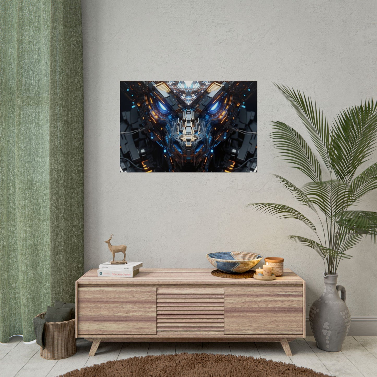 Futuristic Mech Dragon Poster – Cybernetic Robot Art Print