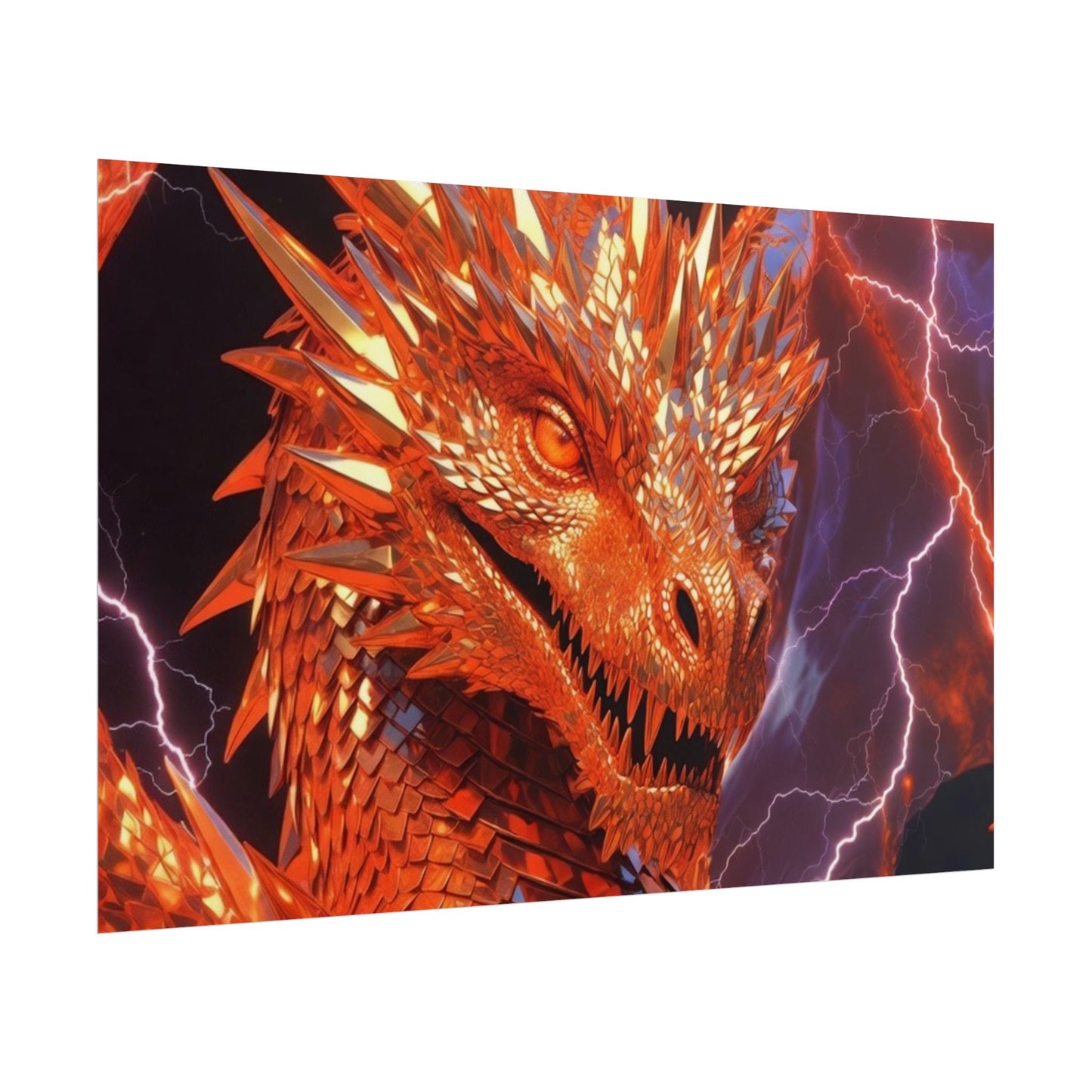 Orange Lightning Dragon Poster — Fantasy Wall Art for Gamers & Fans