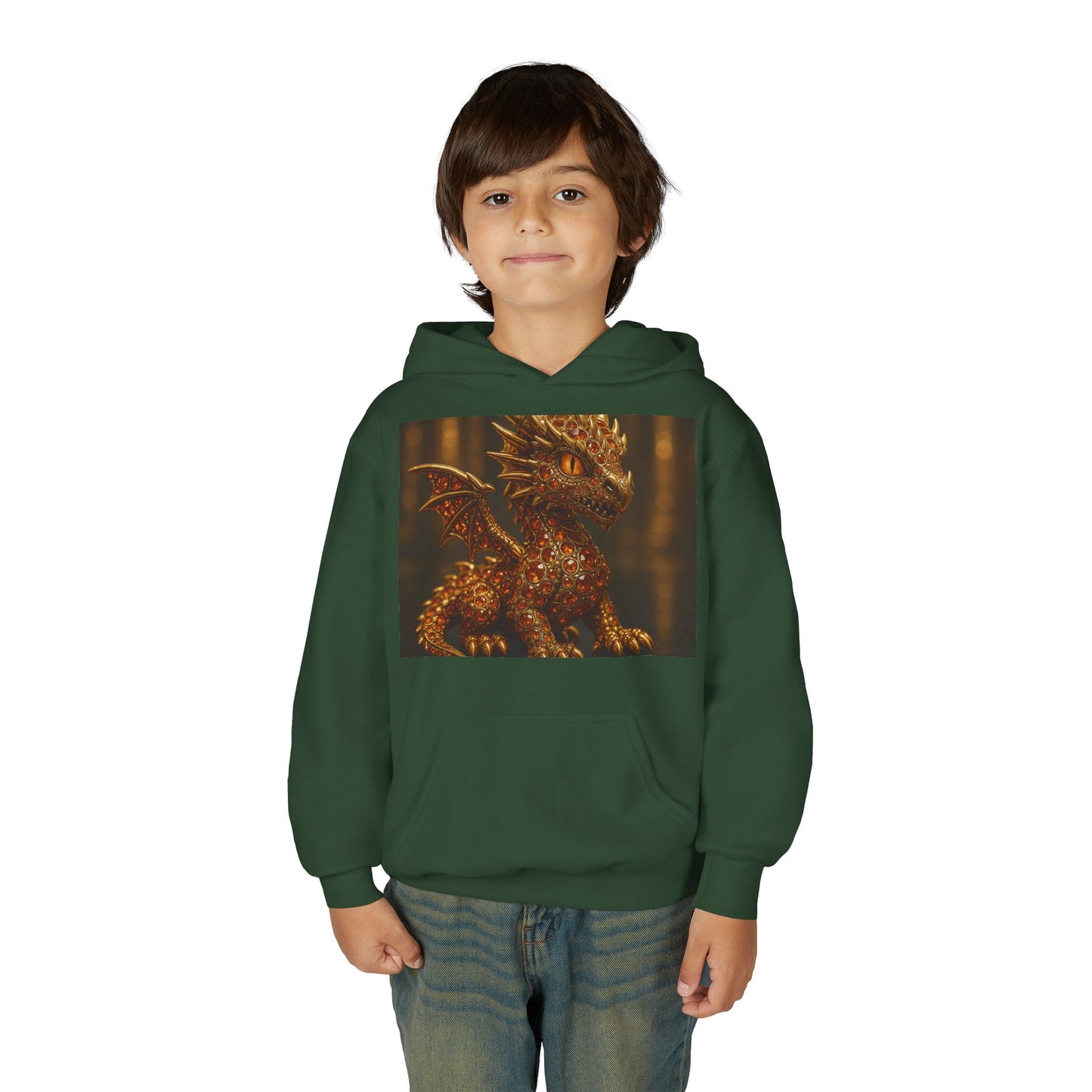 Dragon Fantasy Youth Heavy Blend Hooded Sweatshirt, Adventure Hoodie, Gift for Kids, Fantasy Apparel, Cozy Sweatshirt for Young Dreamers