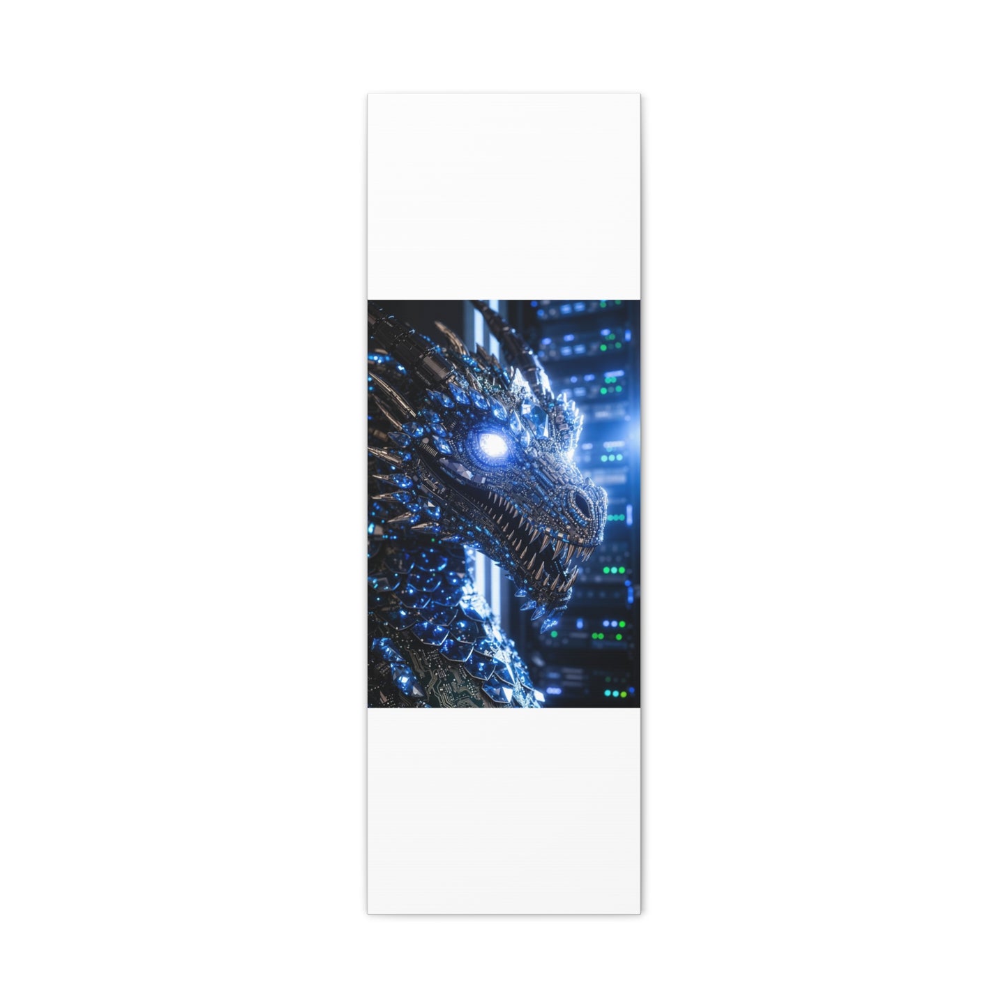 Cyber Dragon Canvas Print — Futuristic Metallic Dragon Wall Art
