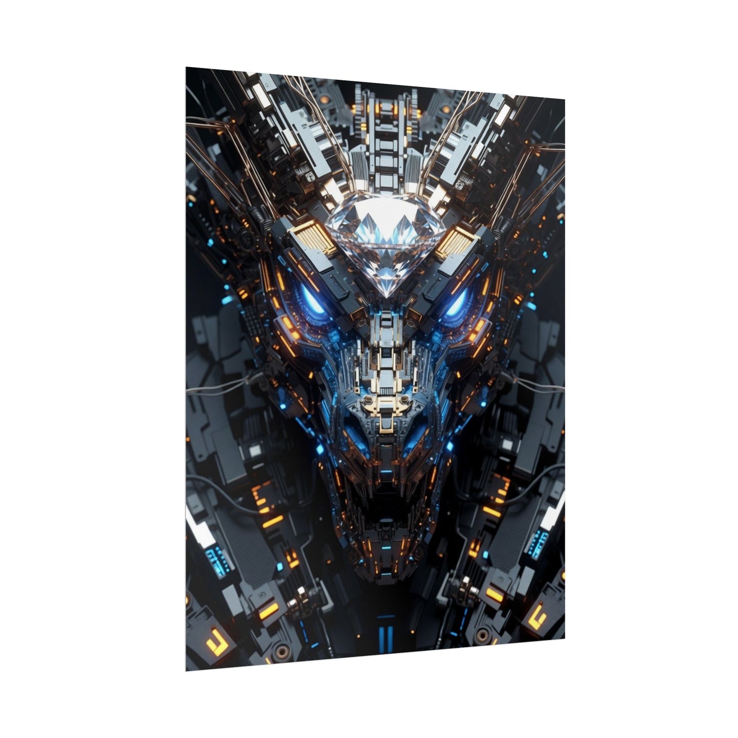 Futuristic Mech Dragon Poster – Cybernetic Robot Art Print