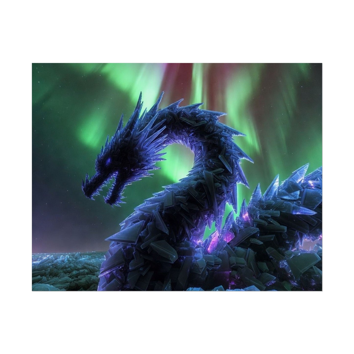 Aurora Crystal Dragon Poster — Fantasy Wall Art Print
