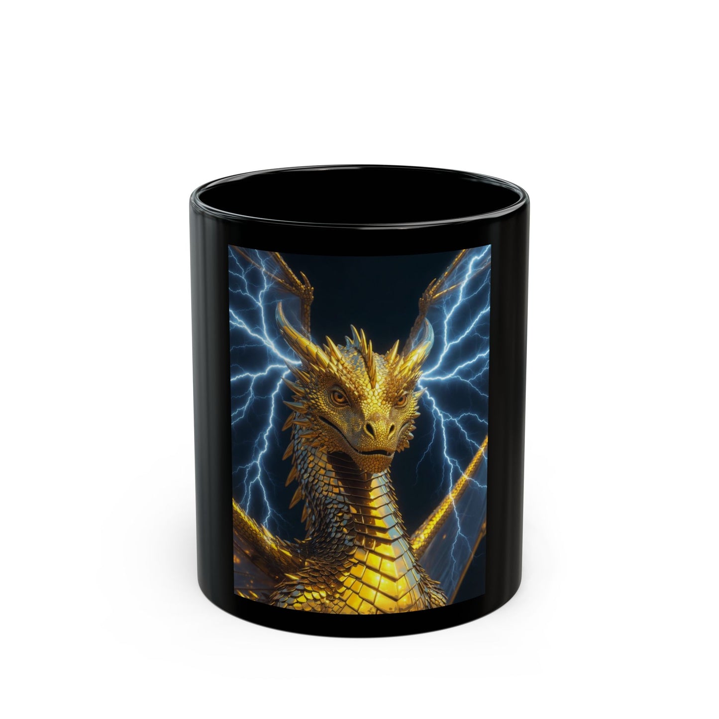 Golden Storm Dragon Mug — Fantasy Dragon Coffee Cup (11oz & 15oz)