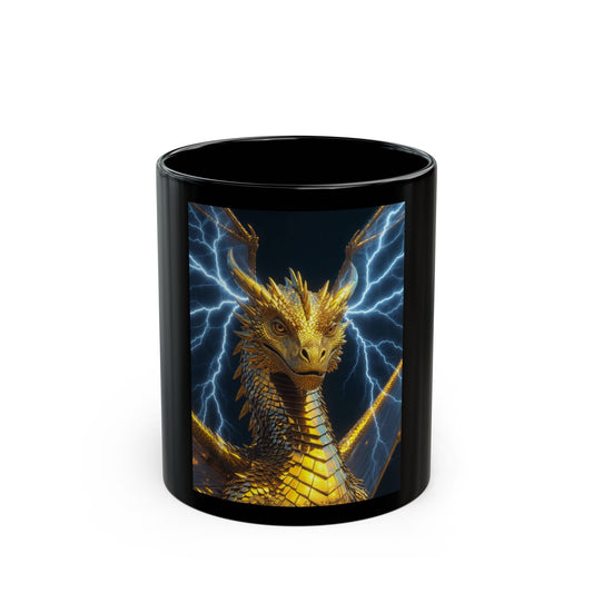 Golden Storm Dragon Mug — Fantasy Dragon Coffee Cup (11oz & 15oz)
