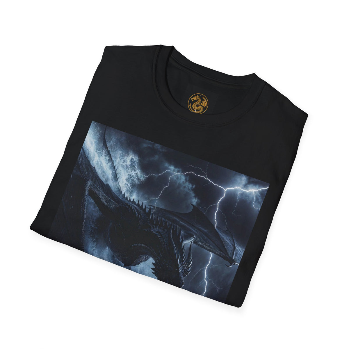 A Stormy Oceanic Dragon T-Shirt — Dark Ocean Lightning Graphic Tee
