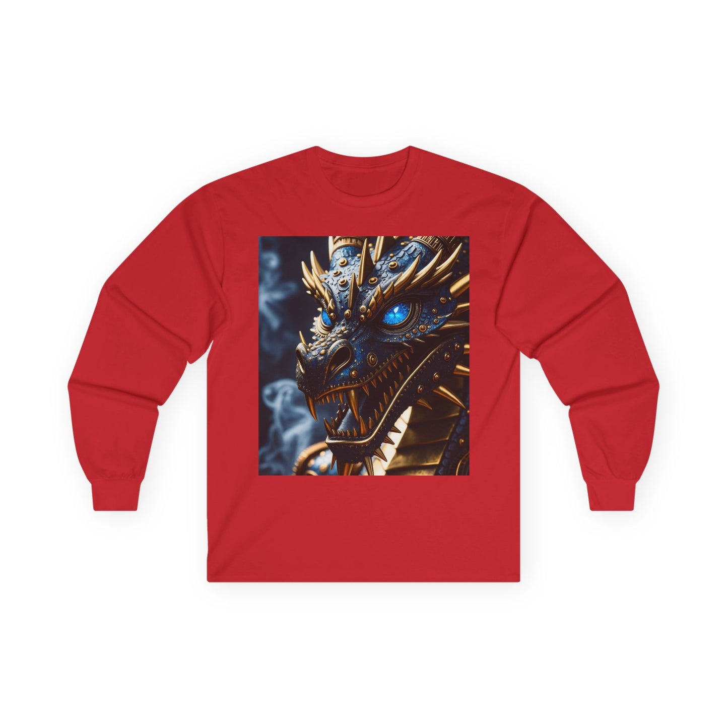 Dragon Graphic Long Sleeve Tee — Blue Eye Fantasy Dragon Shirt