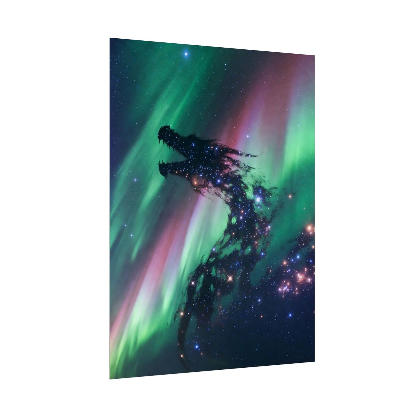 Aurora Dragon Poster — Cosmic Northern Lights Wall Art (Rolled Poster)