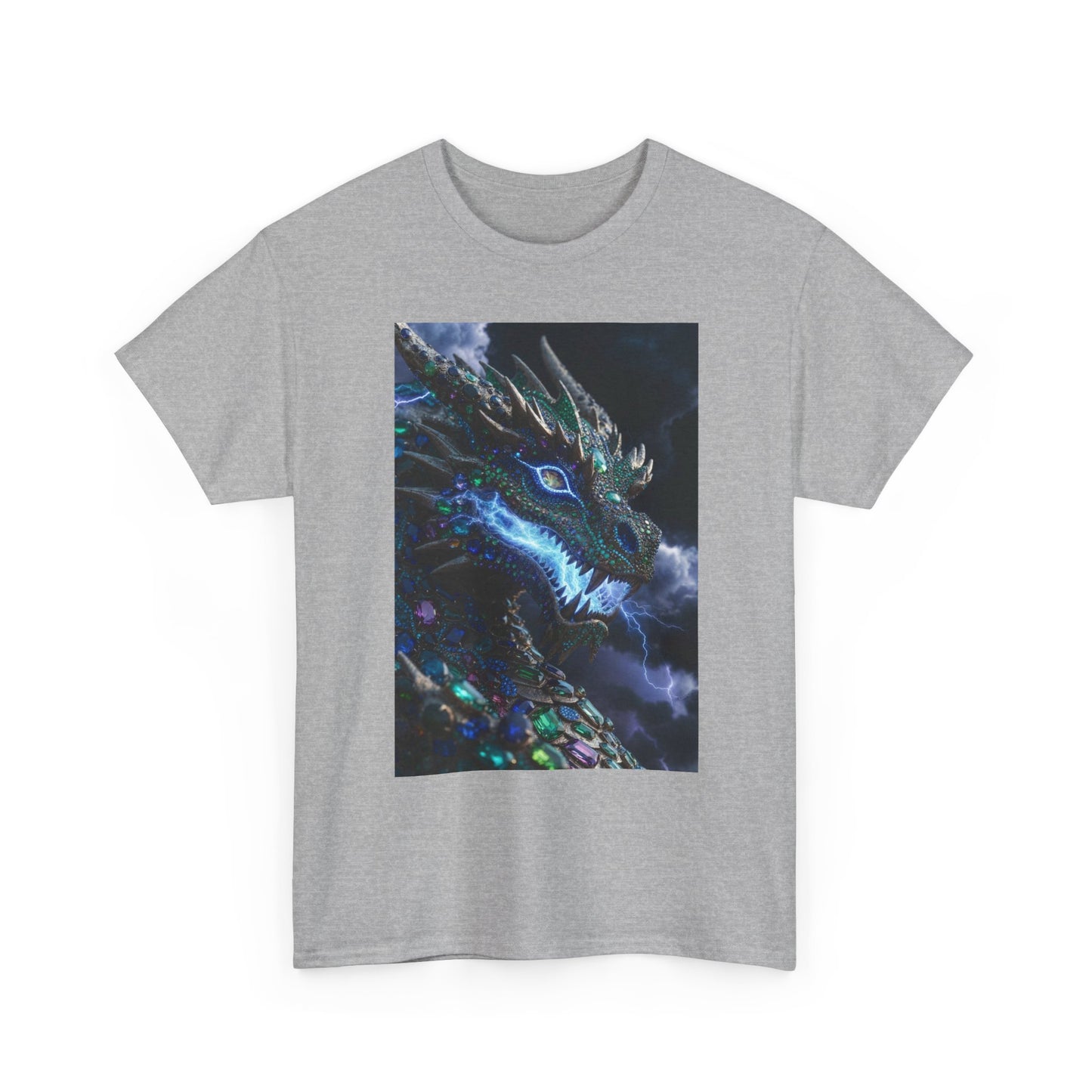 Dragon Portrait T‑Shirt — Neon Blue Fantasy Dragon Graphic Tee