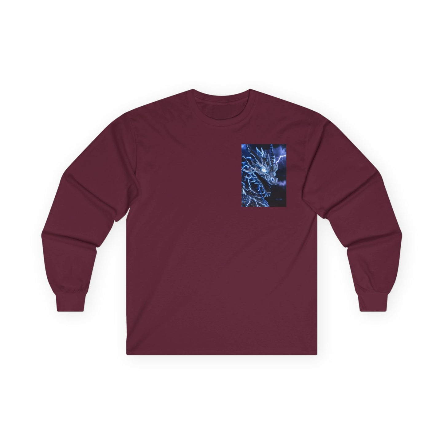 Long Sleeve Tee — Blue Dragon Chest Print