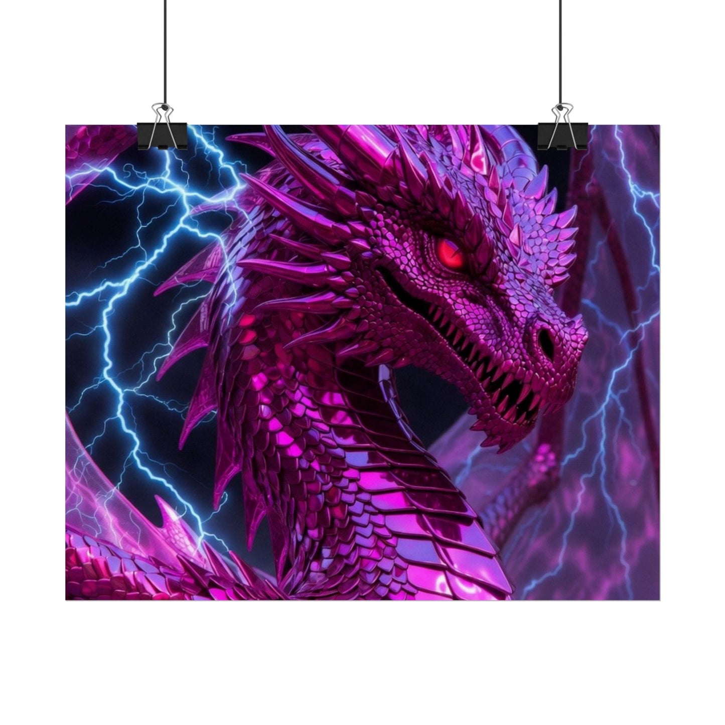 Pink Electric Dragon Poster — Fantasy Wall Art Rolled Poster