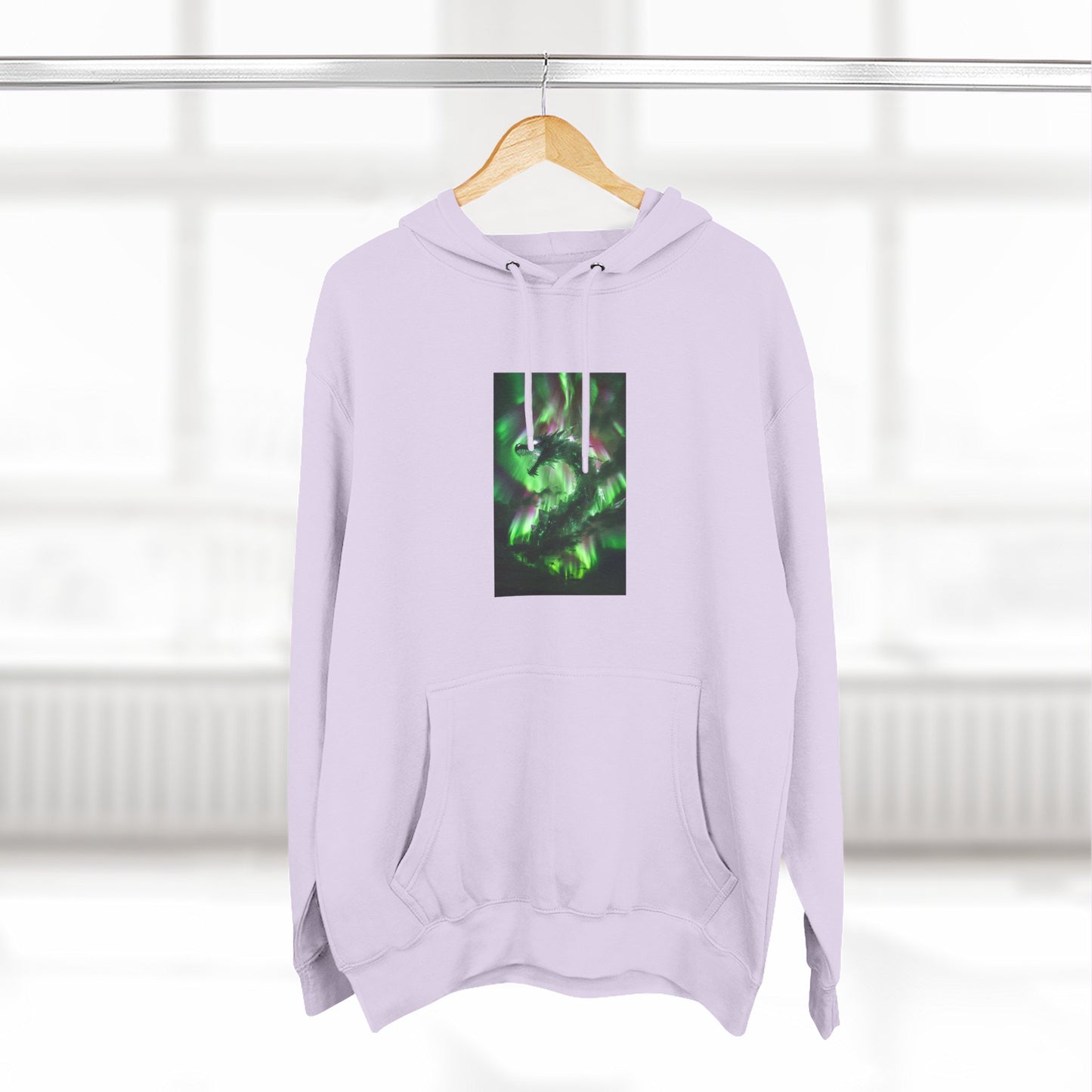 Green Nebula Abstract Hoodie — Aurora Swirl Fleece Pullover