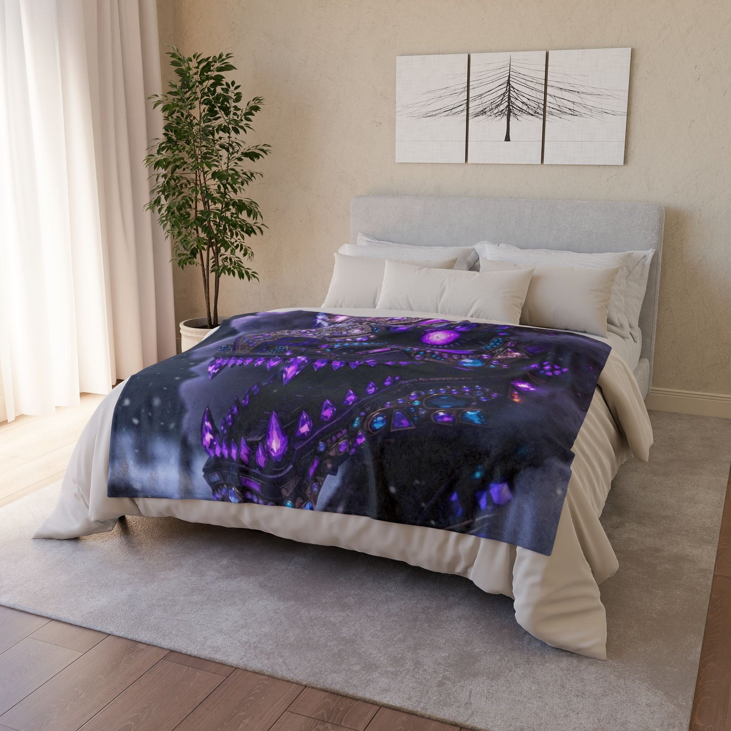 Mystic Dragon Plush Blanket — Purple Gem Dragon Fantasy Throw