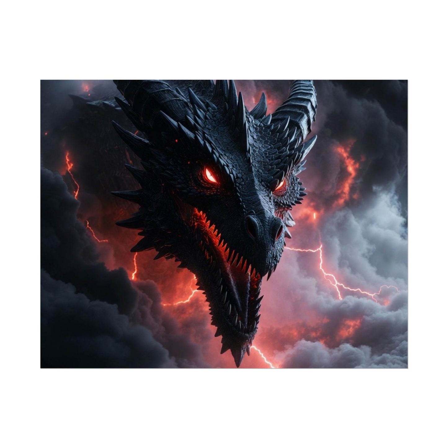 Dragon Storm Rolled Poster — Dark Fantasy Dragon Wall Art