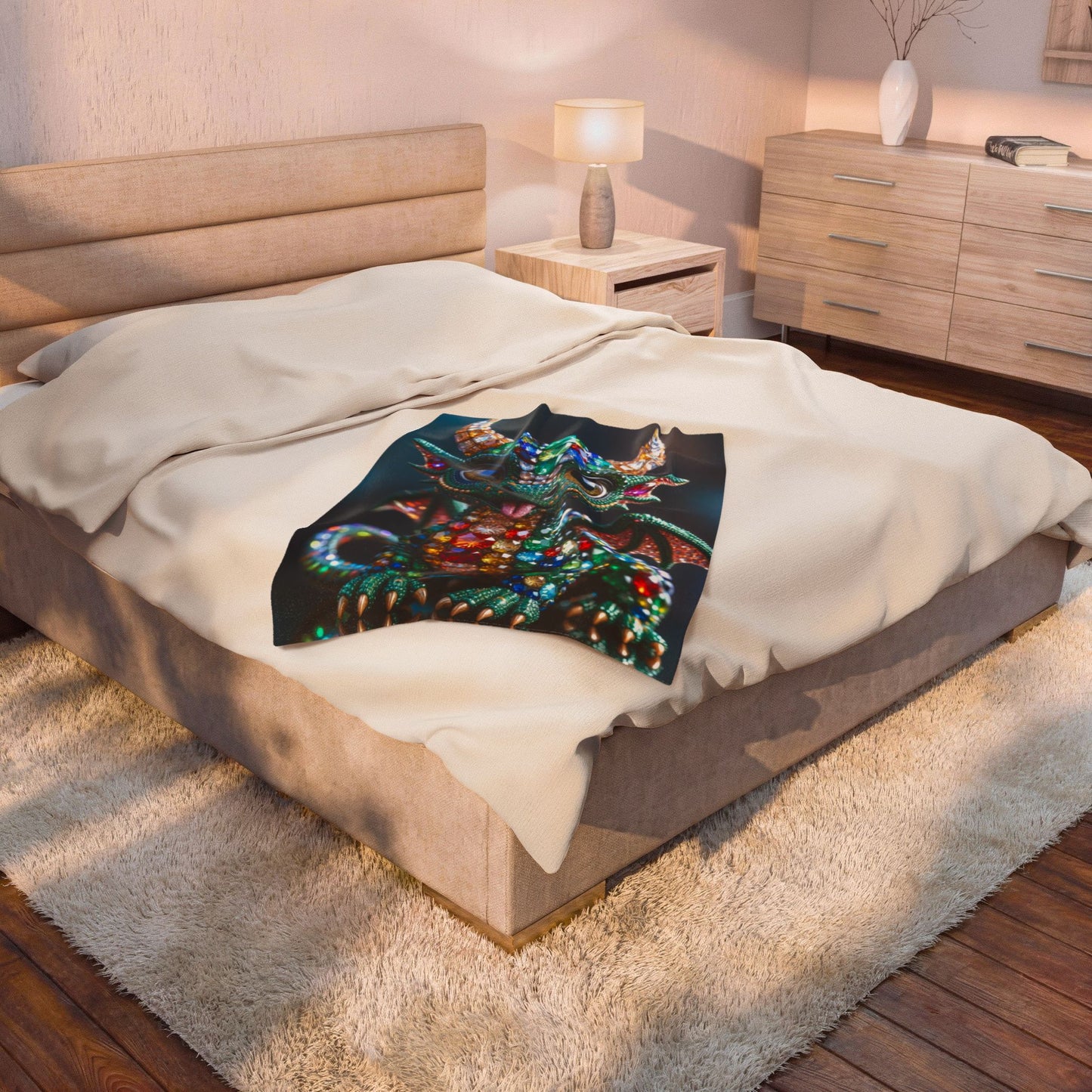 Sparkling Gem Dragon Velveteen Plush Blanket — Cozy Decorative Throw for Kids & Fantasy Fans