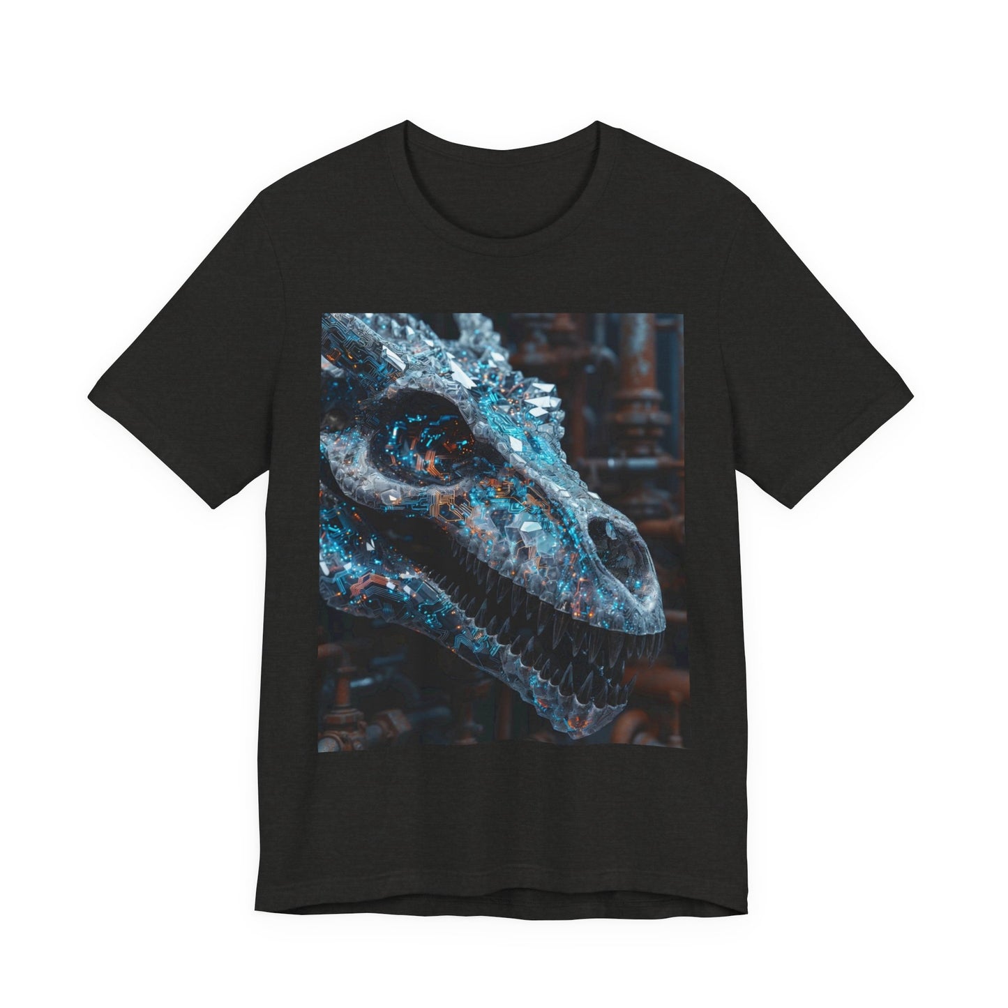 Dragon Skull Graphic Tee — Iridescent Fossil Art T-Shirt