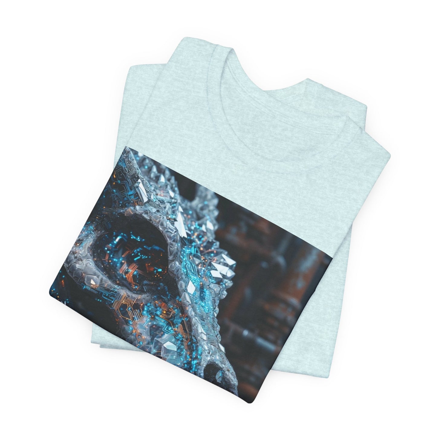 Dragon Skull Graphic Tee — Iridescent Fossil Art T-Shirt