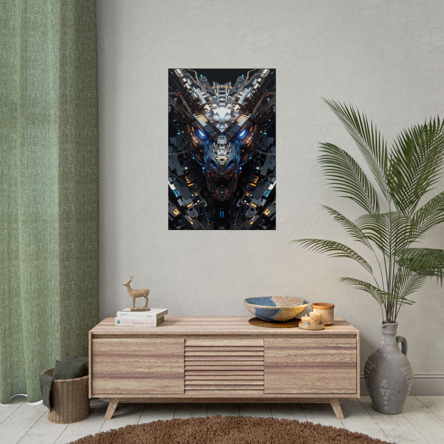 Futuristic Mech Dragon Poster – Cybernetic Robot Art Print