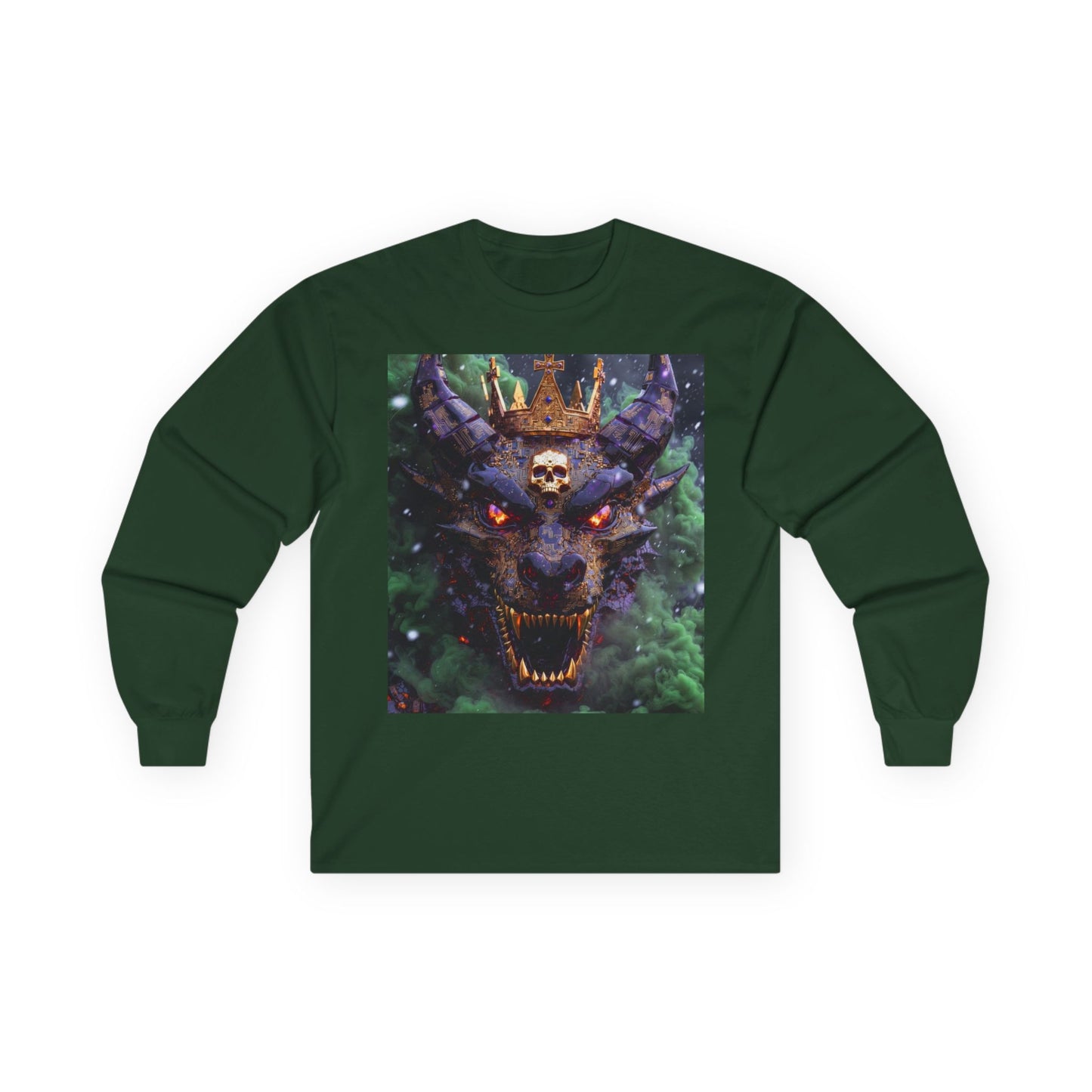 Dragon Demon Skull Long Sleeve Tee — Gothic Fantasy Graphic Shirt