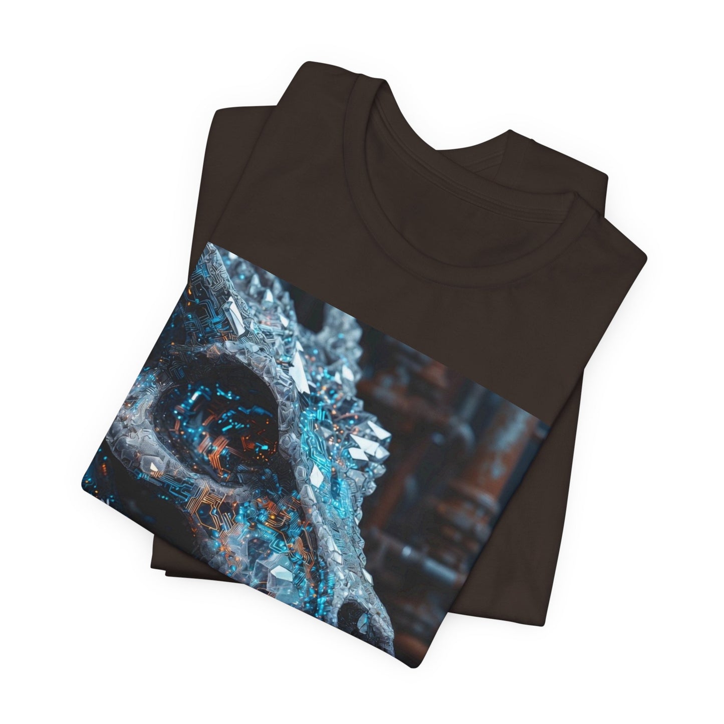 Dragon Skull Graphic Tee — Iridescent Fossil Art T-Shirt