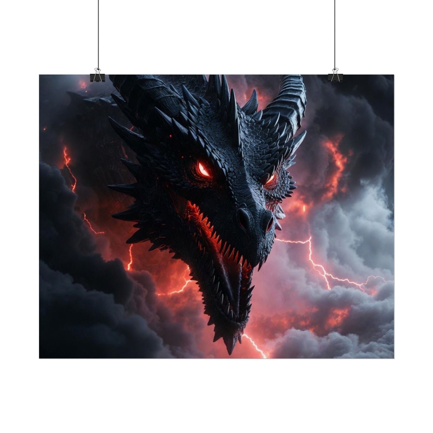 Dragon Storm Rolled Poster — Dark Fantasy Dragon Wall Art