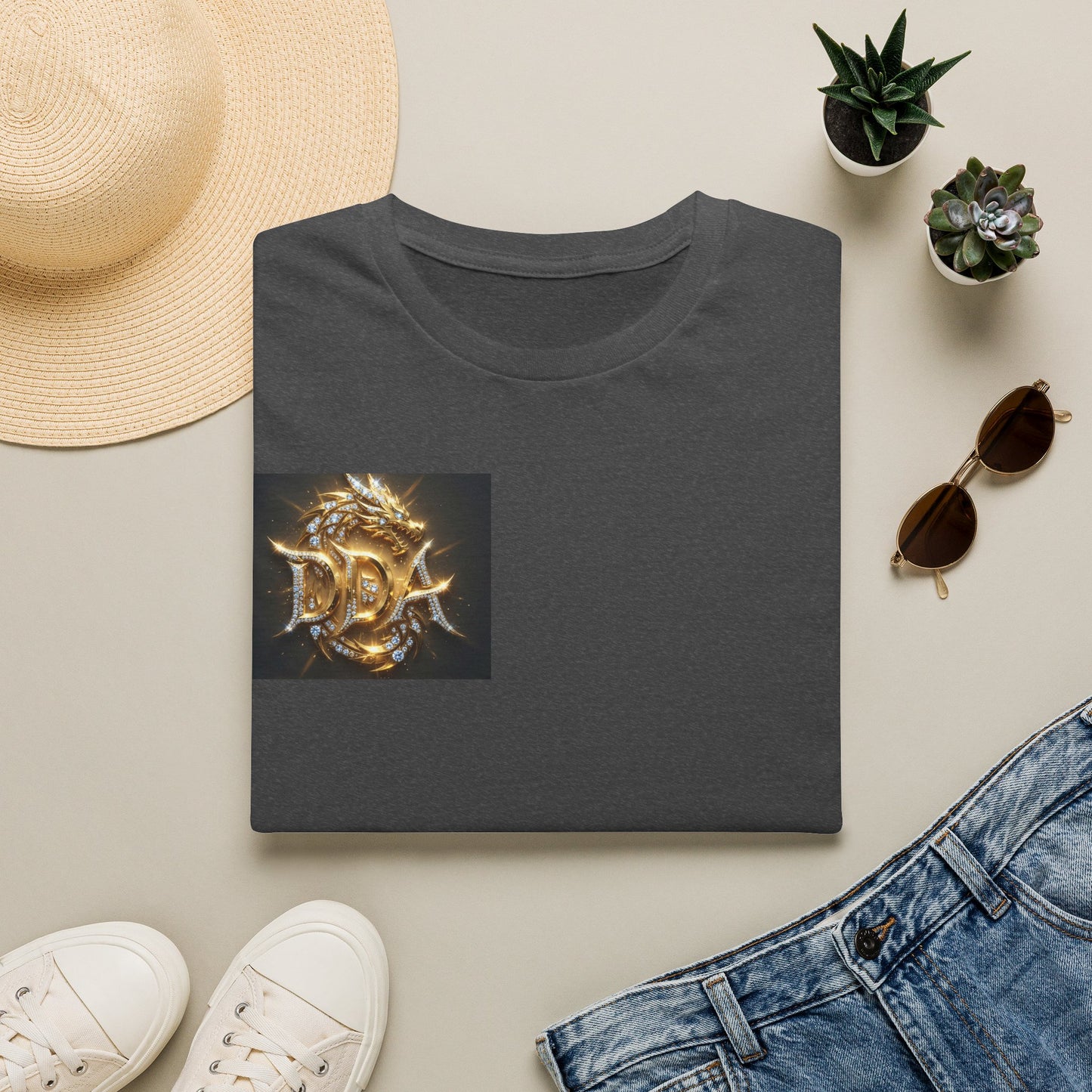 #1 seller DDA DIVINE DRAGON ARMOR T-Shirt — Golden Dragon Emblem Chest Logo, Fantasy Gaming Fan Tee