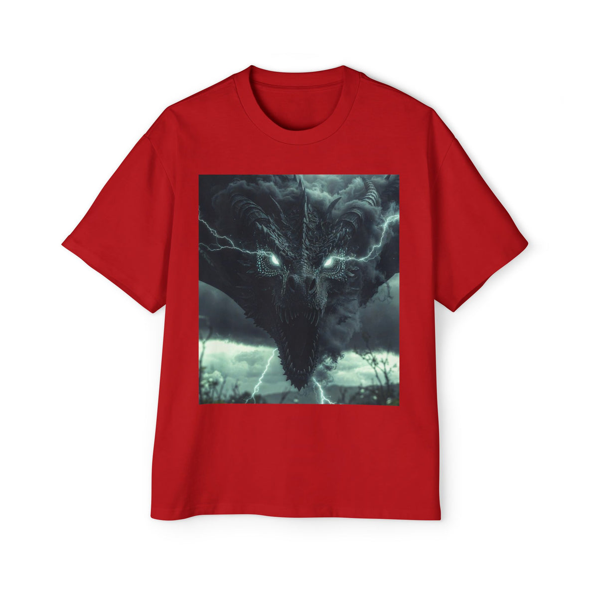 A Storm Dragon Graphic Tee — Dark Fantasy Oversized Men's T-Shirt