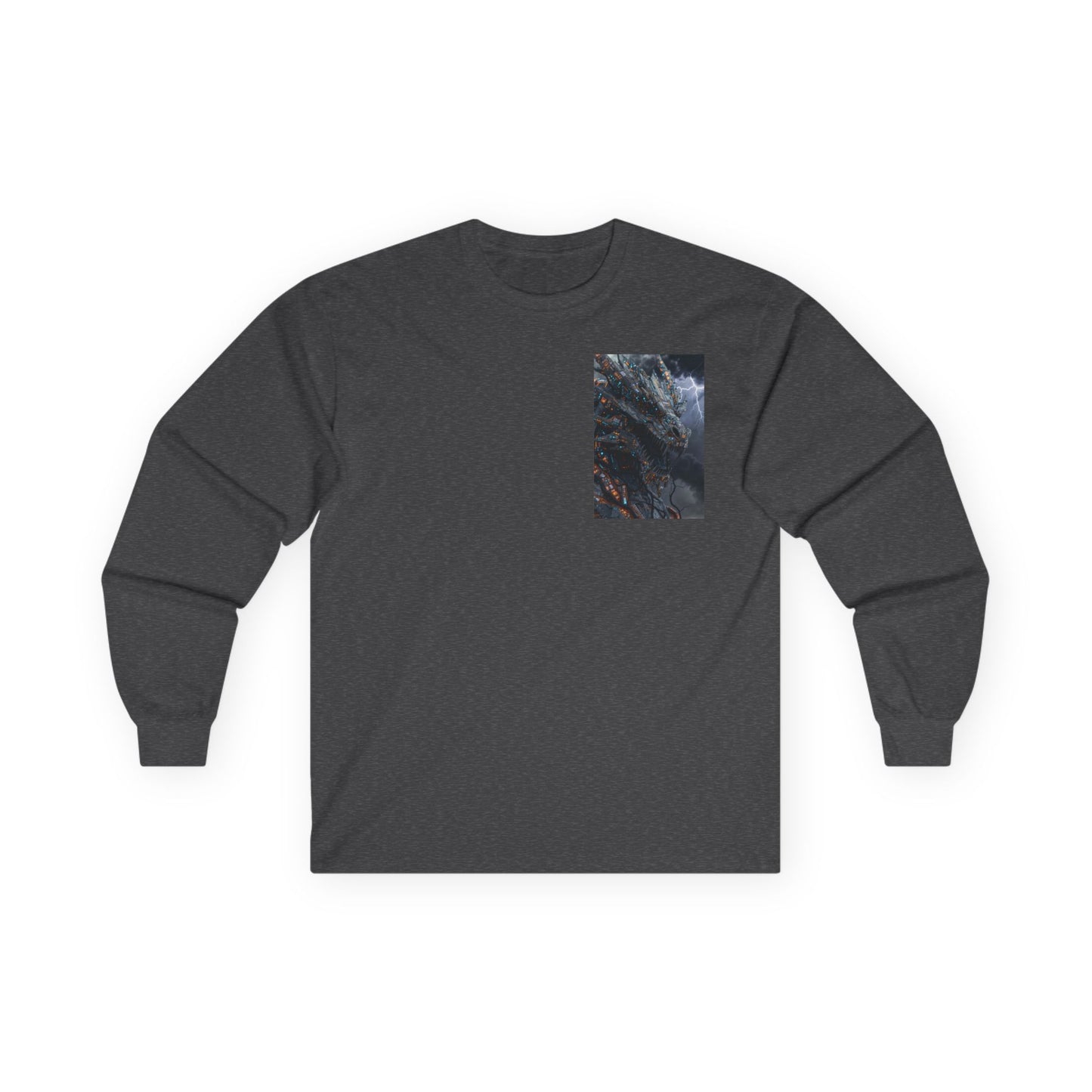 Long Sleeve Tee — Moody Ocean Cliff Photo Pocket Print