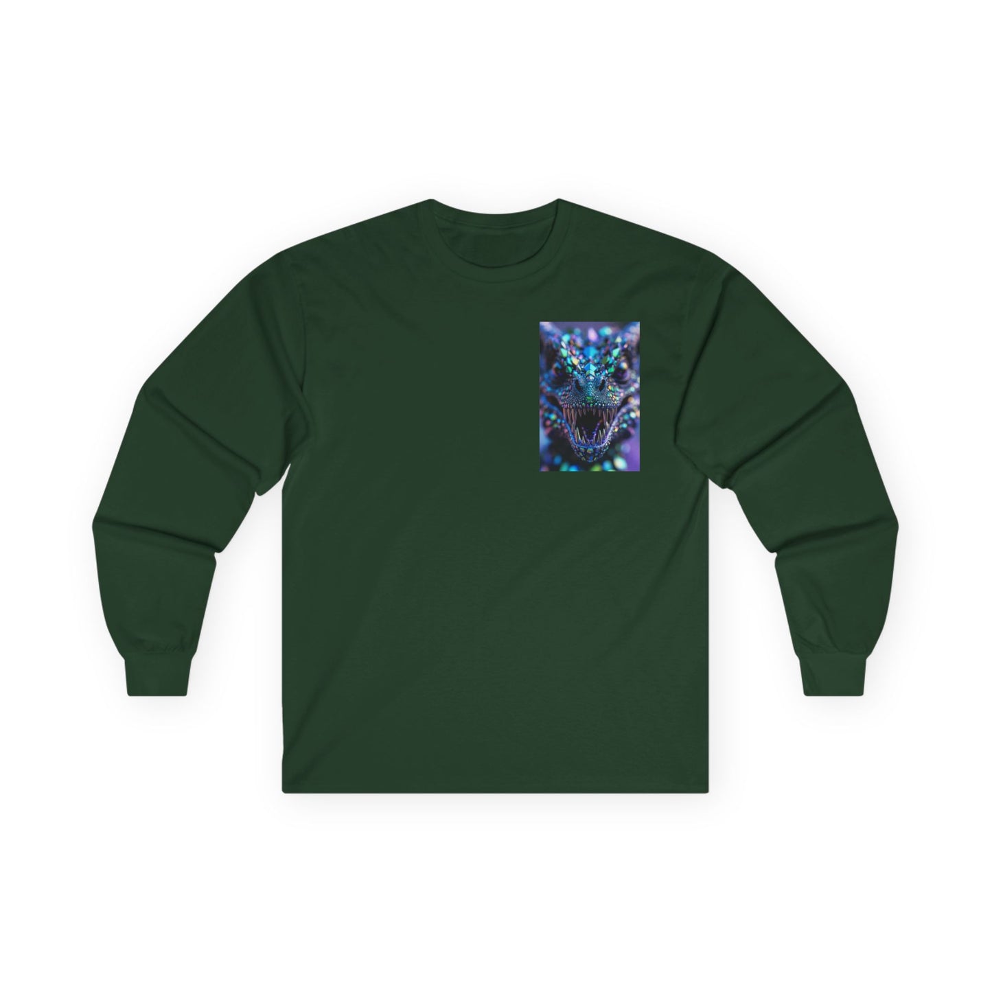 Long Sleeve Tee — Cosmic DRAGON Chest Print | Mystical Galaxy Animal Shirt