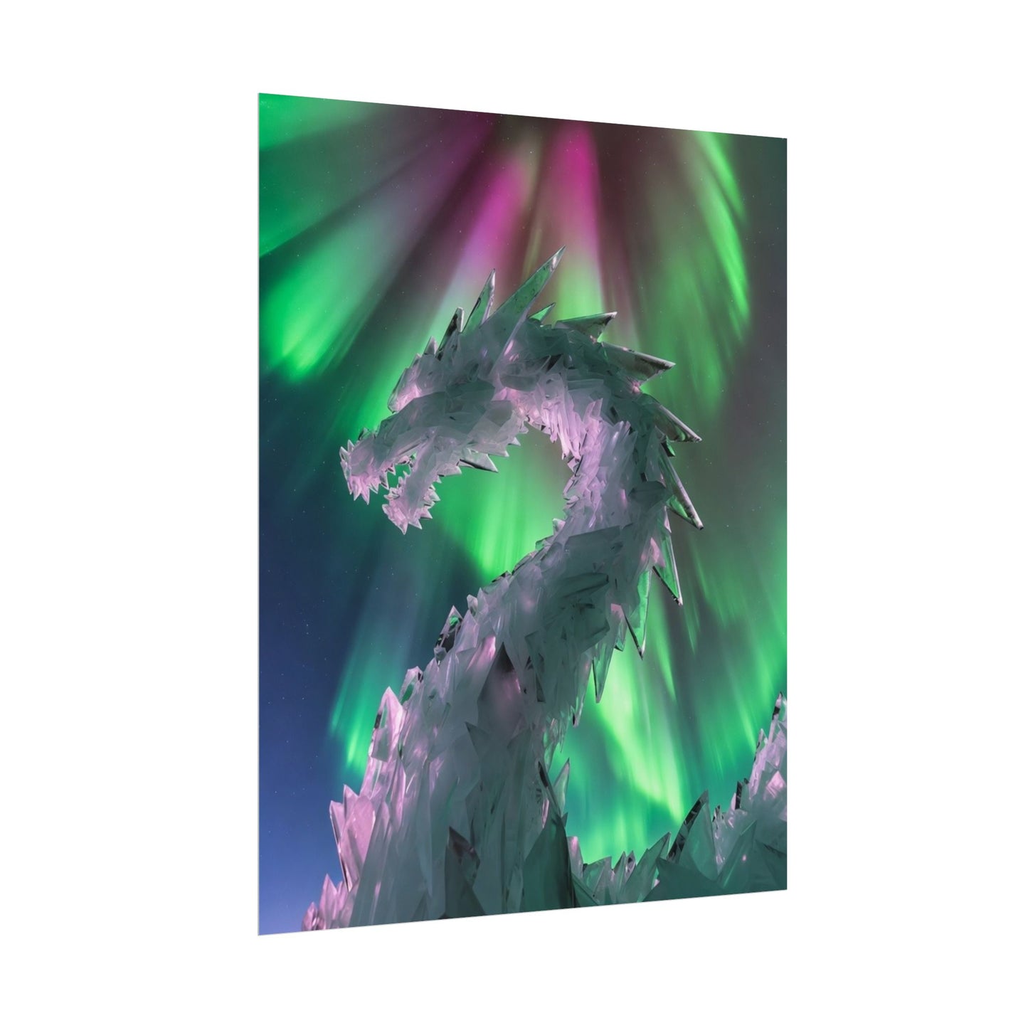 Aurora Ice Dragon Poster — Fantasy Wall Art Rolled Poster