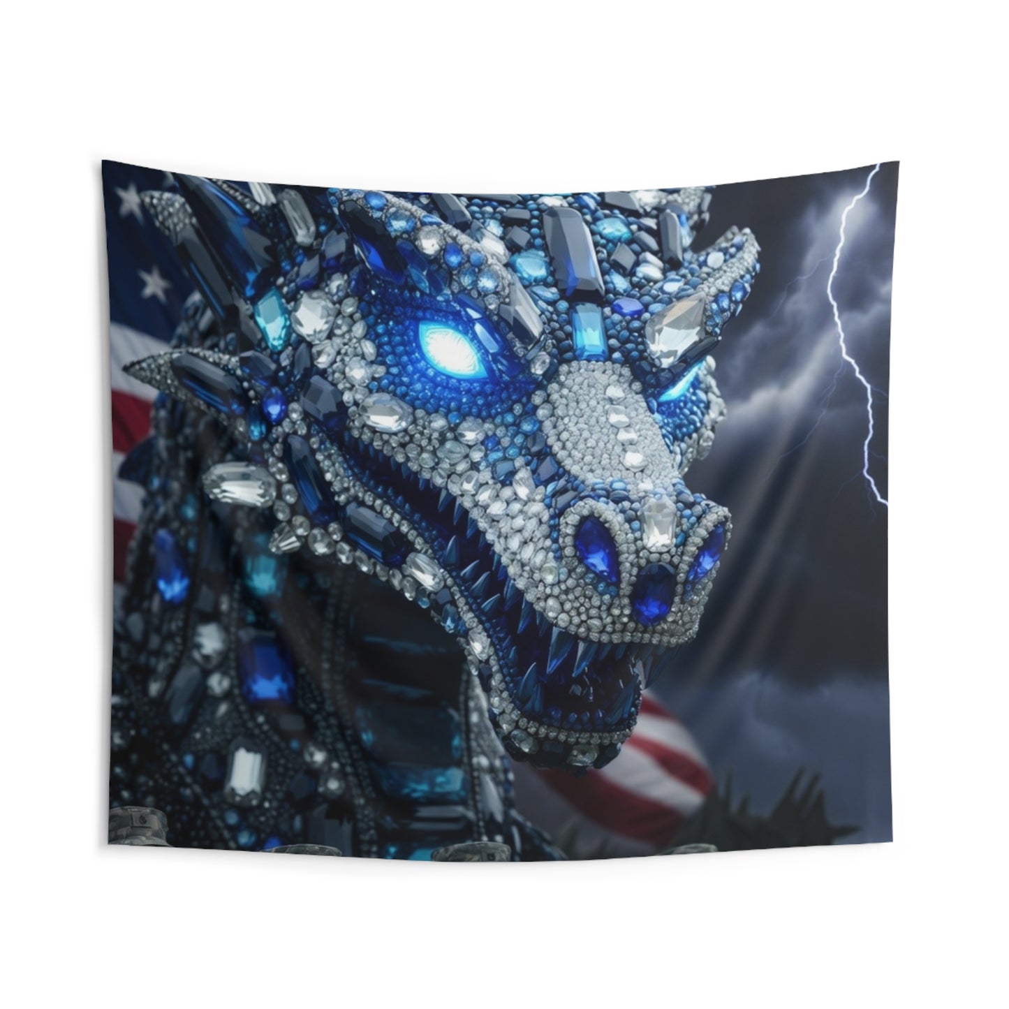 Patriotic Crystal Dragon Wall Tapestry — Military Tribute Indoor Decor