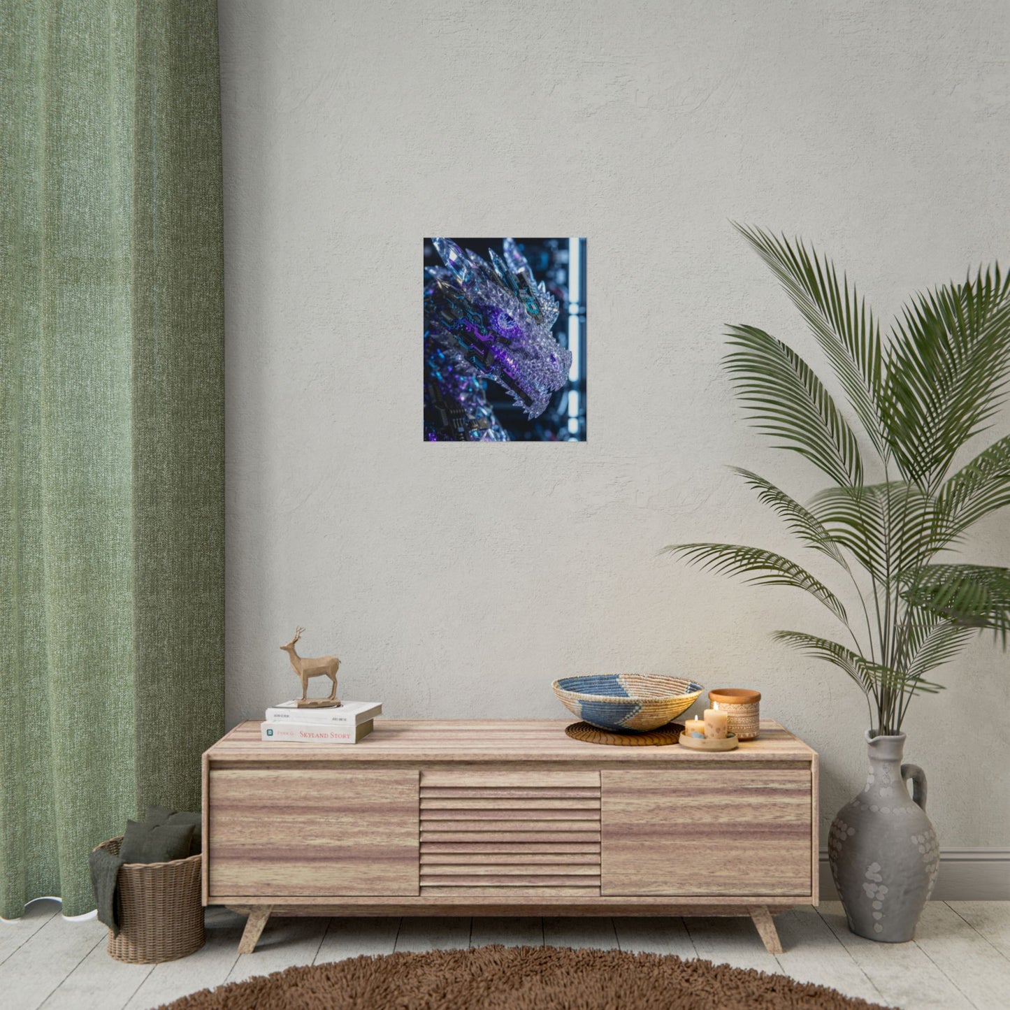Rolled Poster — Cyber Crystal Dragon Art Print