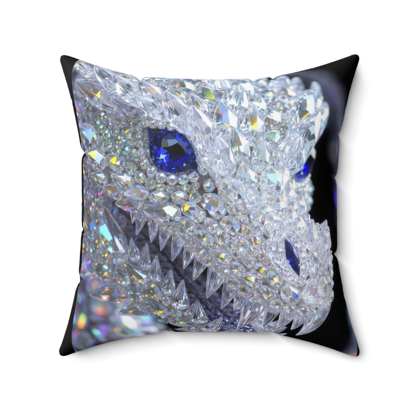 Crystal Dragon Decorative Pillow — Sparkling Gemstone Fantasy Throw Cushion