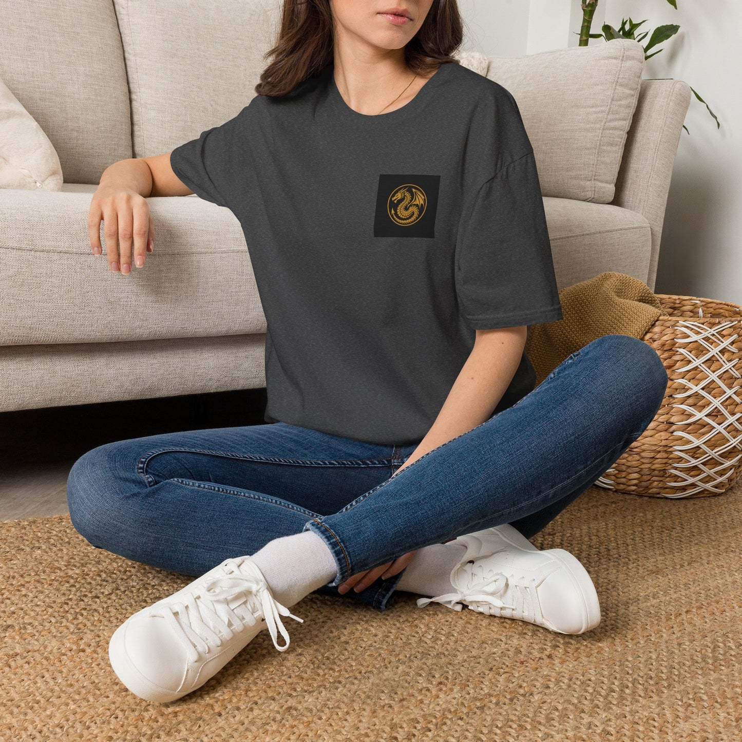 A # 1 Selling Divine Dragon Armor Pocket T-Shirt — Vintage Gold Emblem Tee