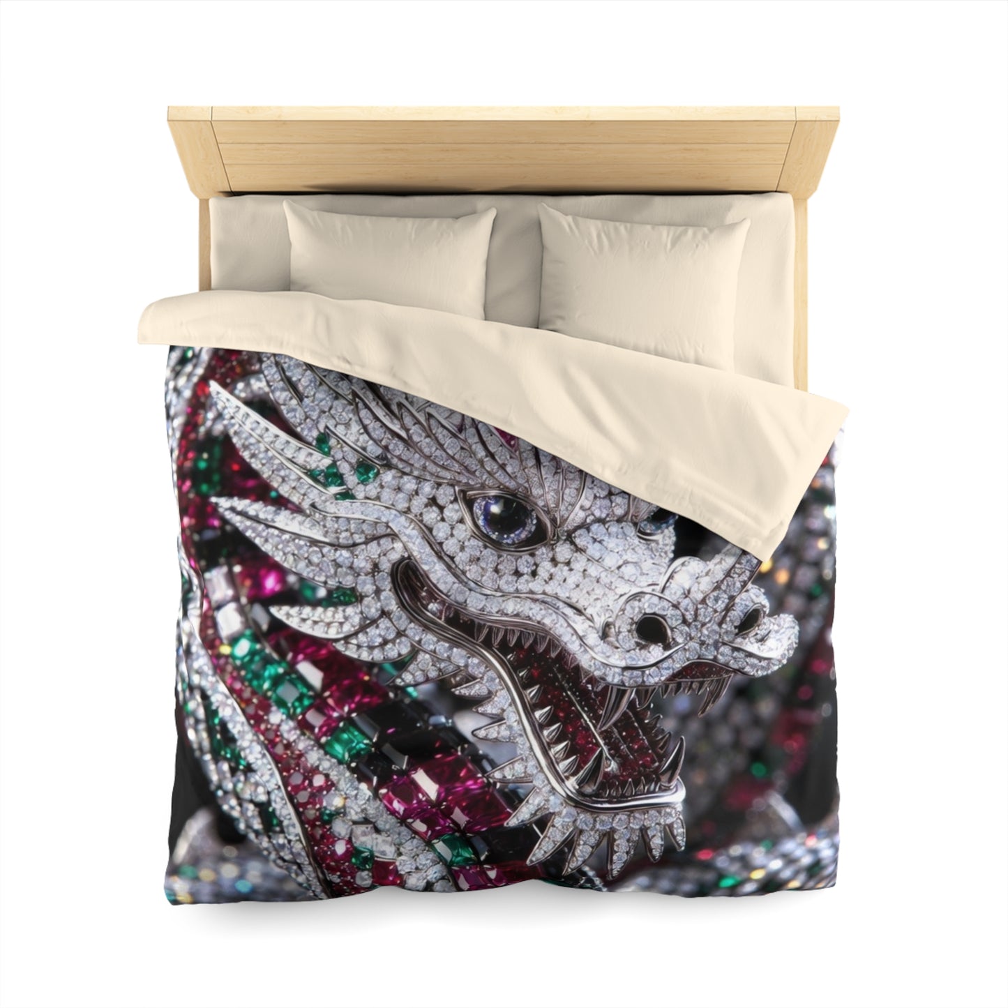 Dragon Jewel Microfiber Duvet Cover — Sparkling Gemstone Dragon Bedding