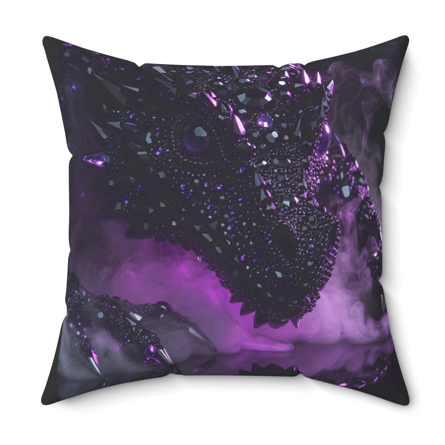 Dragon Art Throw Pillow — Purple Fantasy Reptile Decorative Cushion