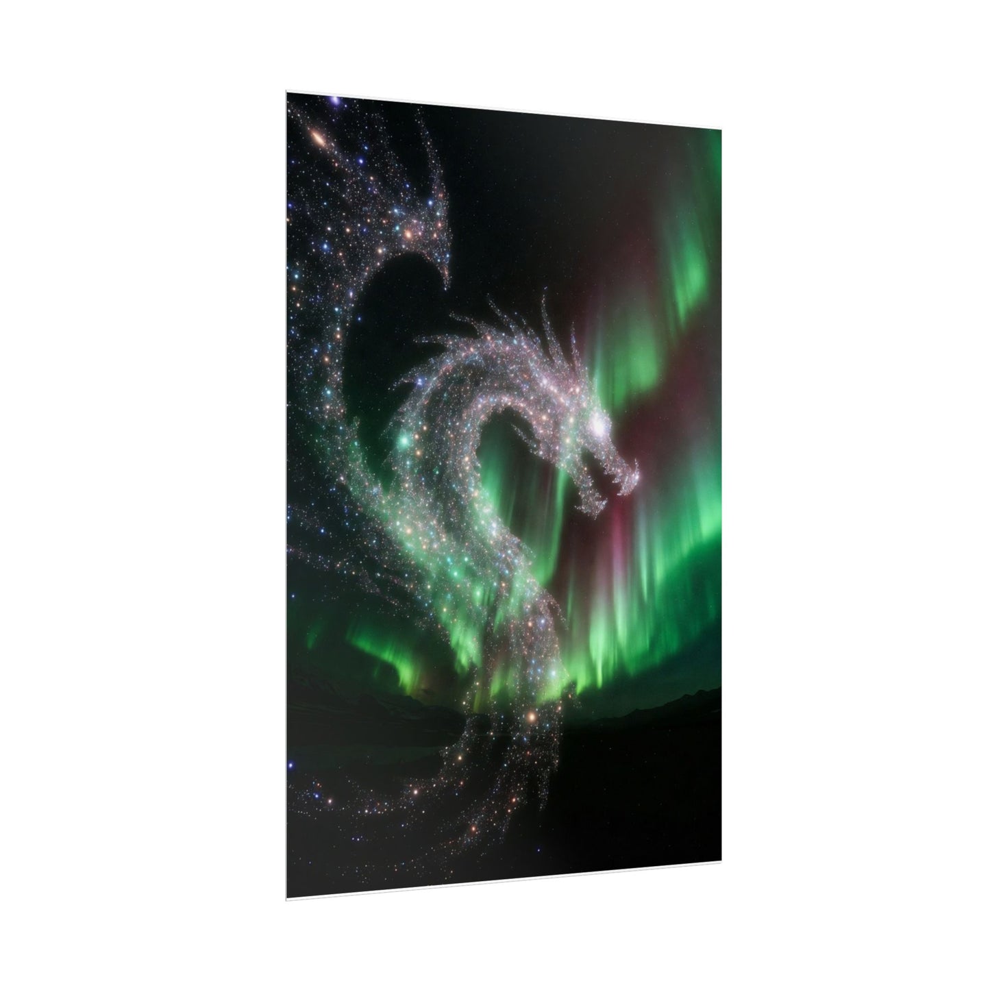 Aurora Dragon Poster — Northern Lights Fantasy Art Print